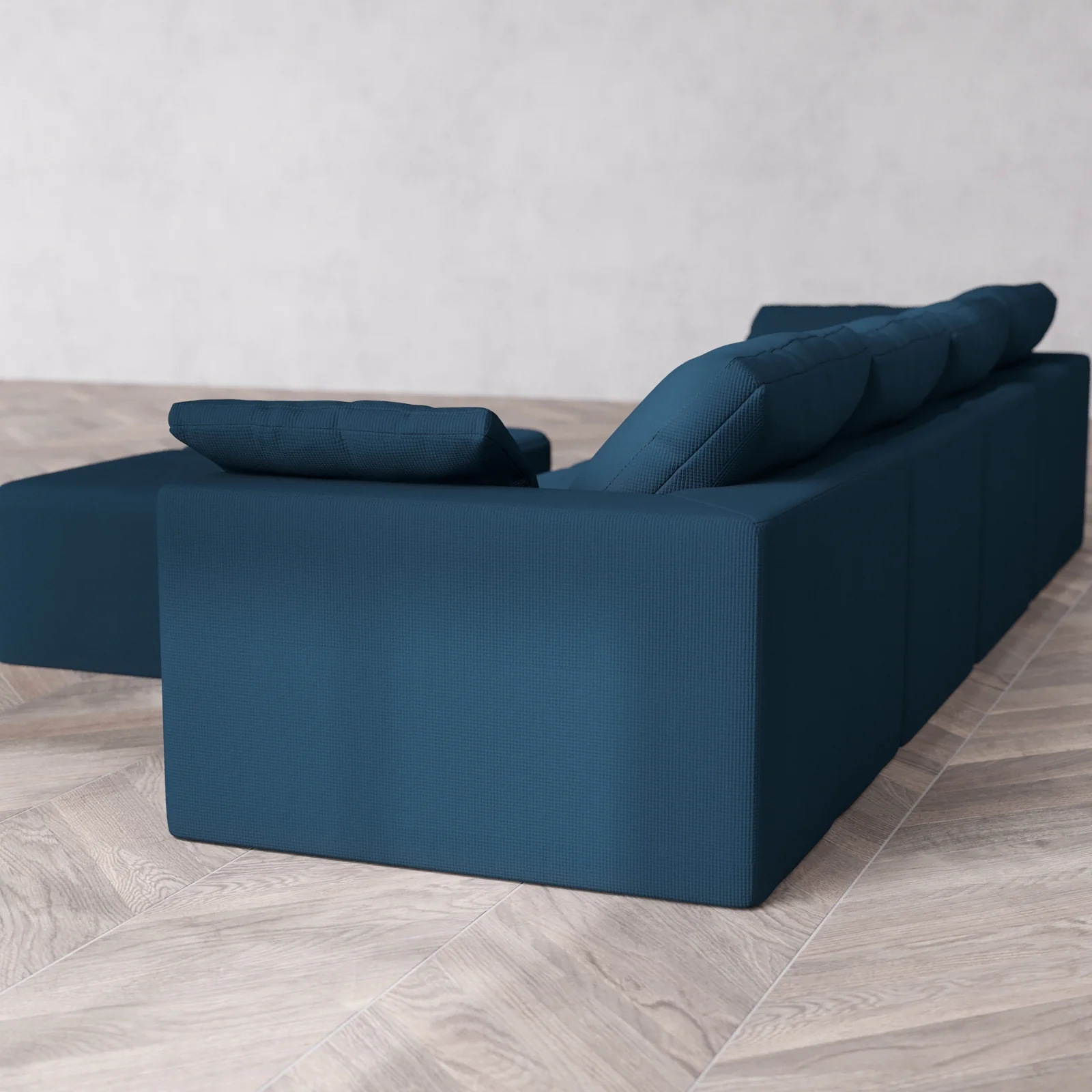 Modular Washable 4-Seater Cloud Sofa + Ottoman Bench | Arden Weave in Lazuli - Image 6