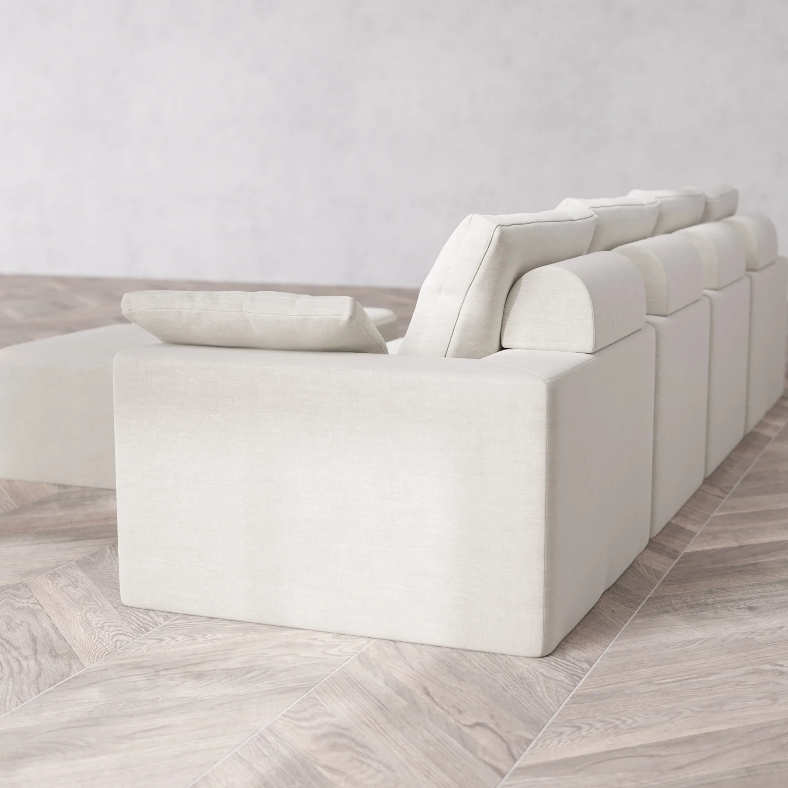 Modular Washable 4-Seater Cloud + Bolster Sofa + Ottoman Bench | Satin Velvet in Cashew - Image 6