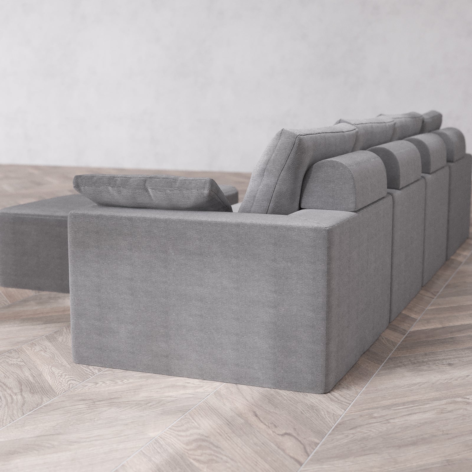 Modular Washable 4-Seater Cloud + Bolster Sofa + Ottoman Bench | Lux Weave in Slate - Image 6