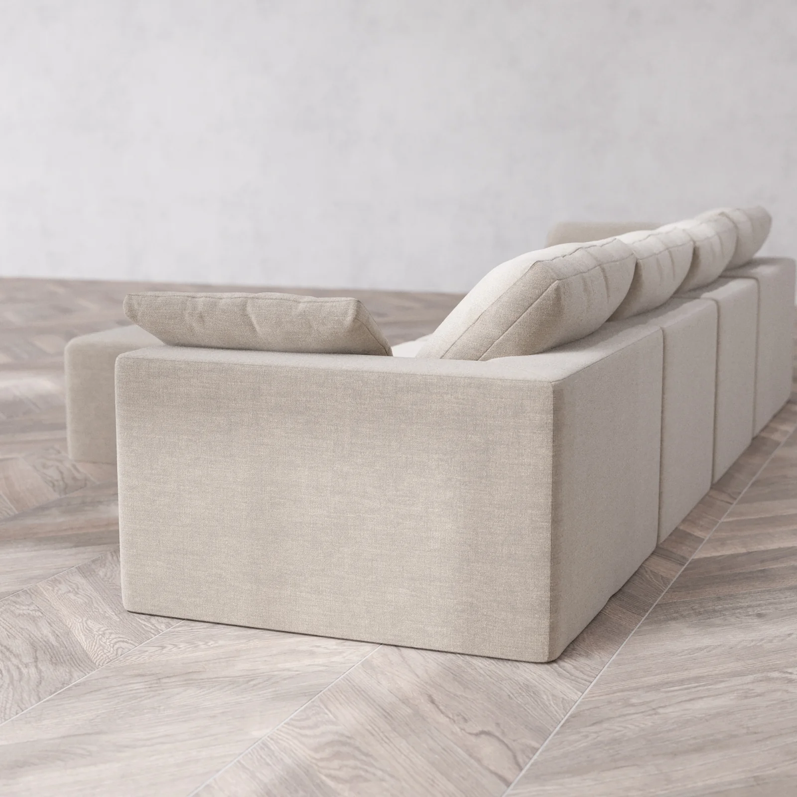 Modular Washable 4-Seater Cloud Sofa + Ottoman | Satin Velvet in Caraway - Image 6