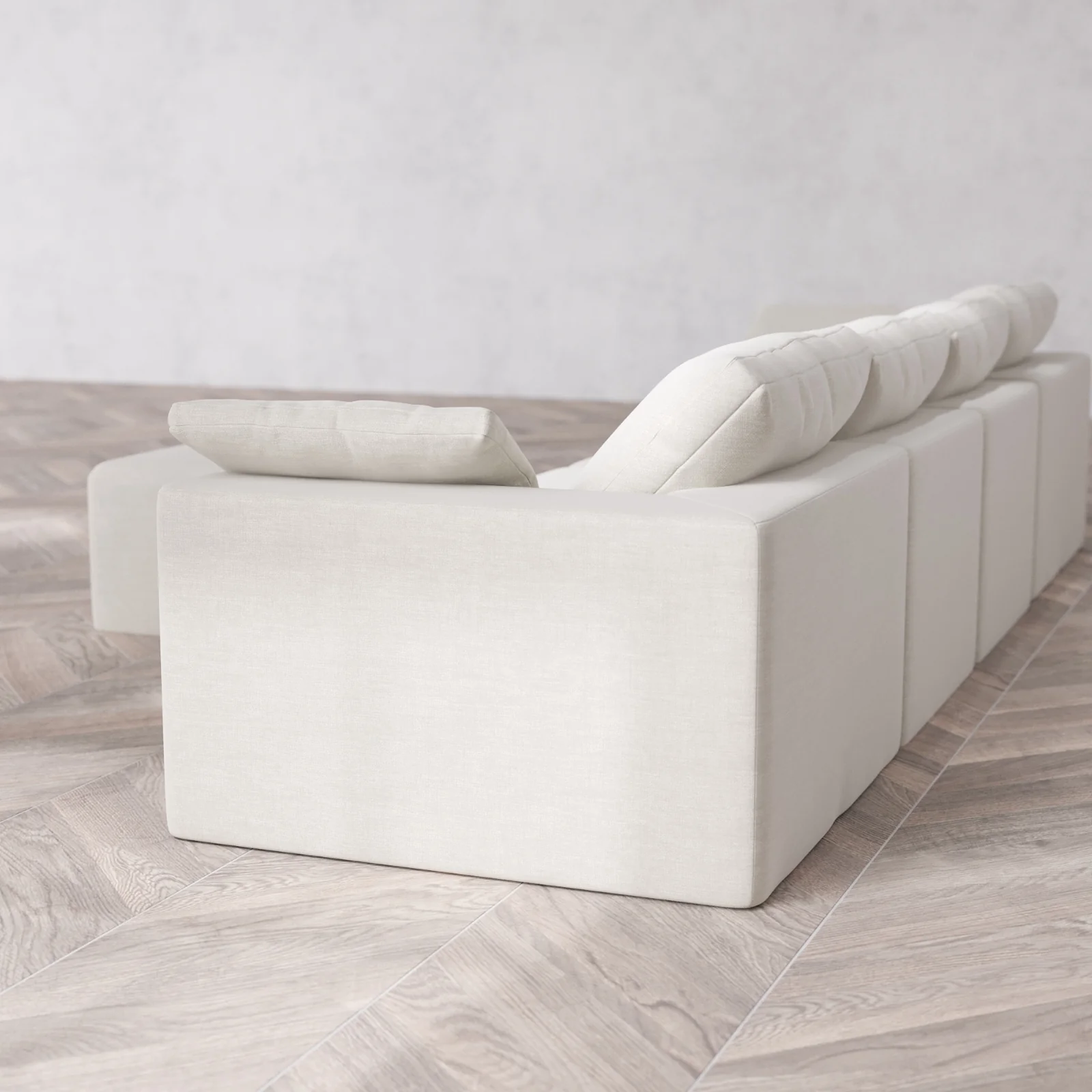 Modular Washable 4-Seater Cloud Sofa + Ottoman | Satin Velvet in Cashew - Image 6