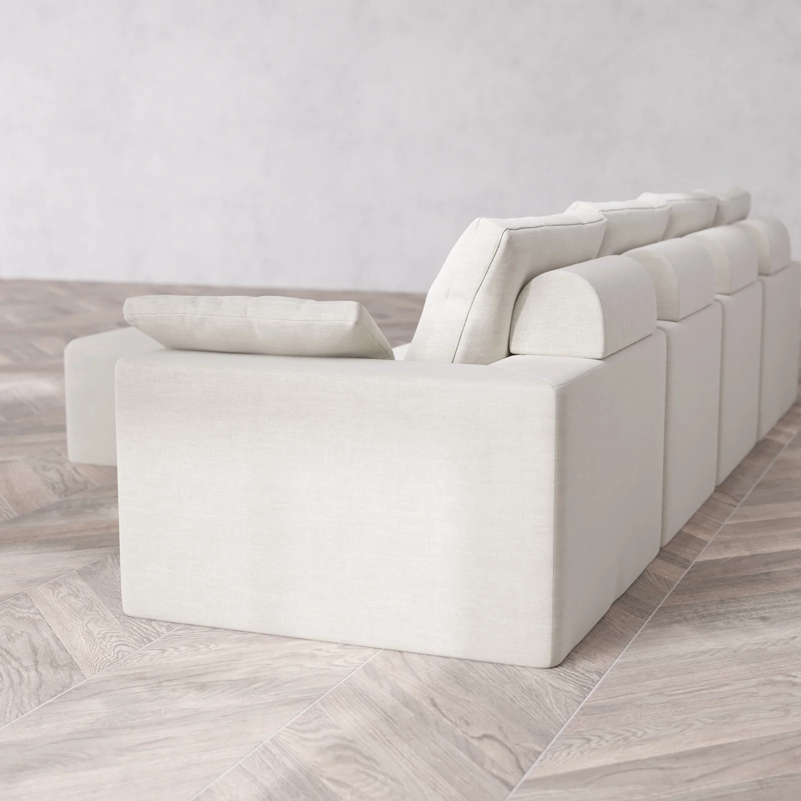 Modular Washable 4-Seater Cloud + Bolster Sofa + Ottoman | Satin Velvet in Cashew - Image 6