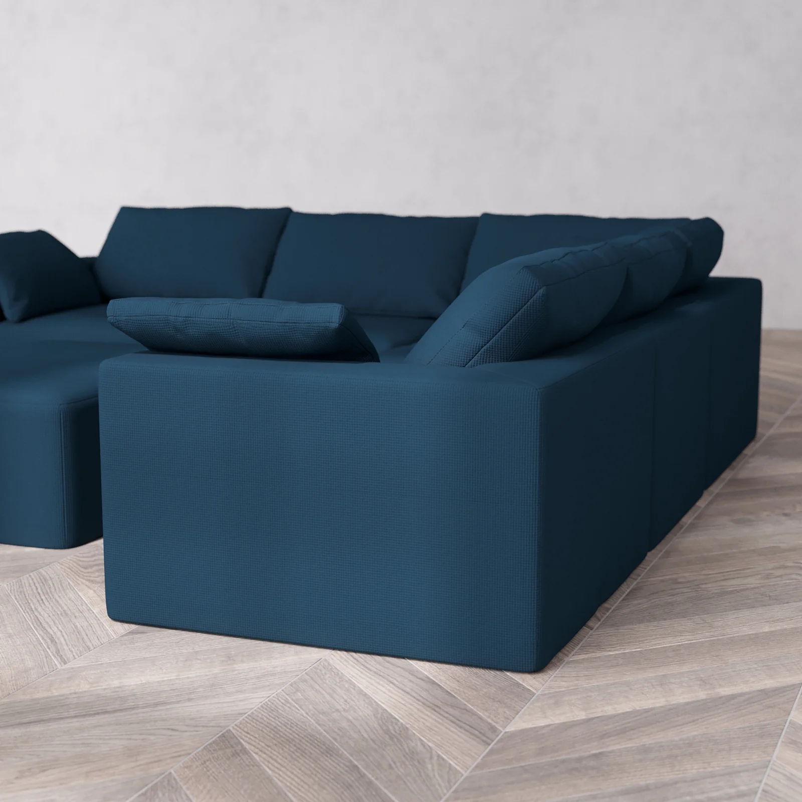Modular Washable 5-Seater Corner Sectional + Chaise Ottoman Cloud Sofa | Arden Weave in Lazuli - Image 6