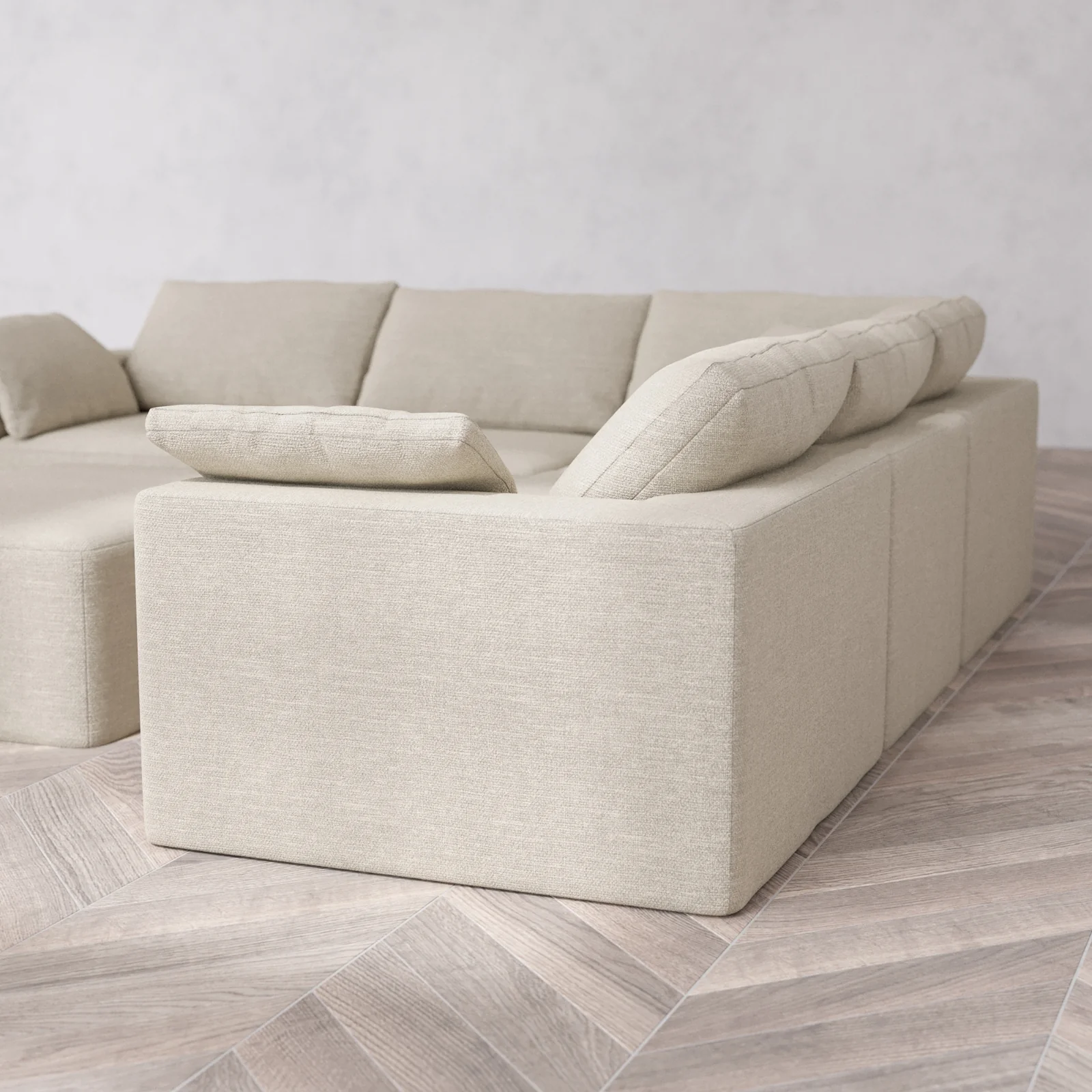 Modular Washable 5-Seater Corner Sectional + Chaise Ottoman Cloud Sofa | Plush Twill in Sandstone - Image 6