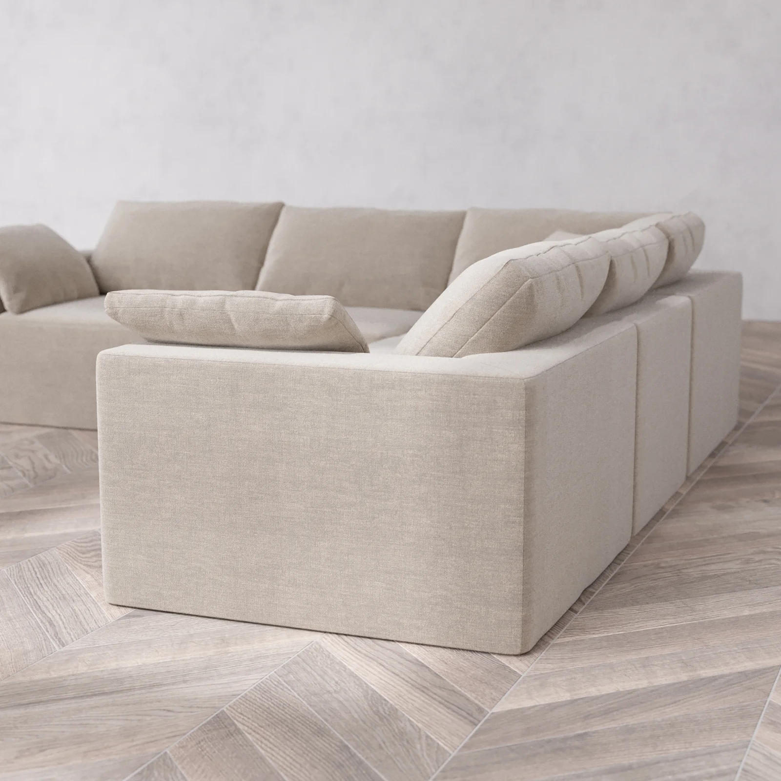 Modular Washable 5-Seater Corner Sectional Cloud Sofa | Satin Velvet in Caraway - Image 6