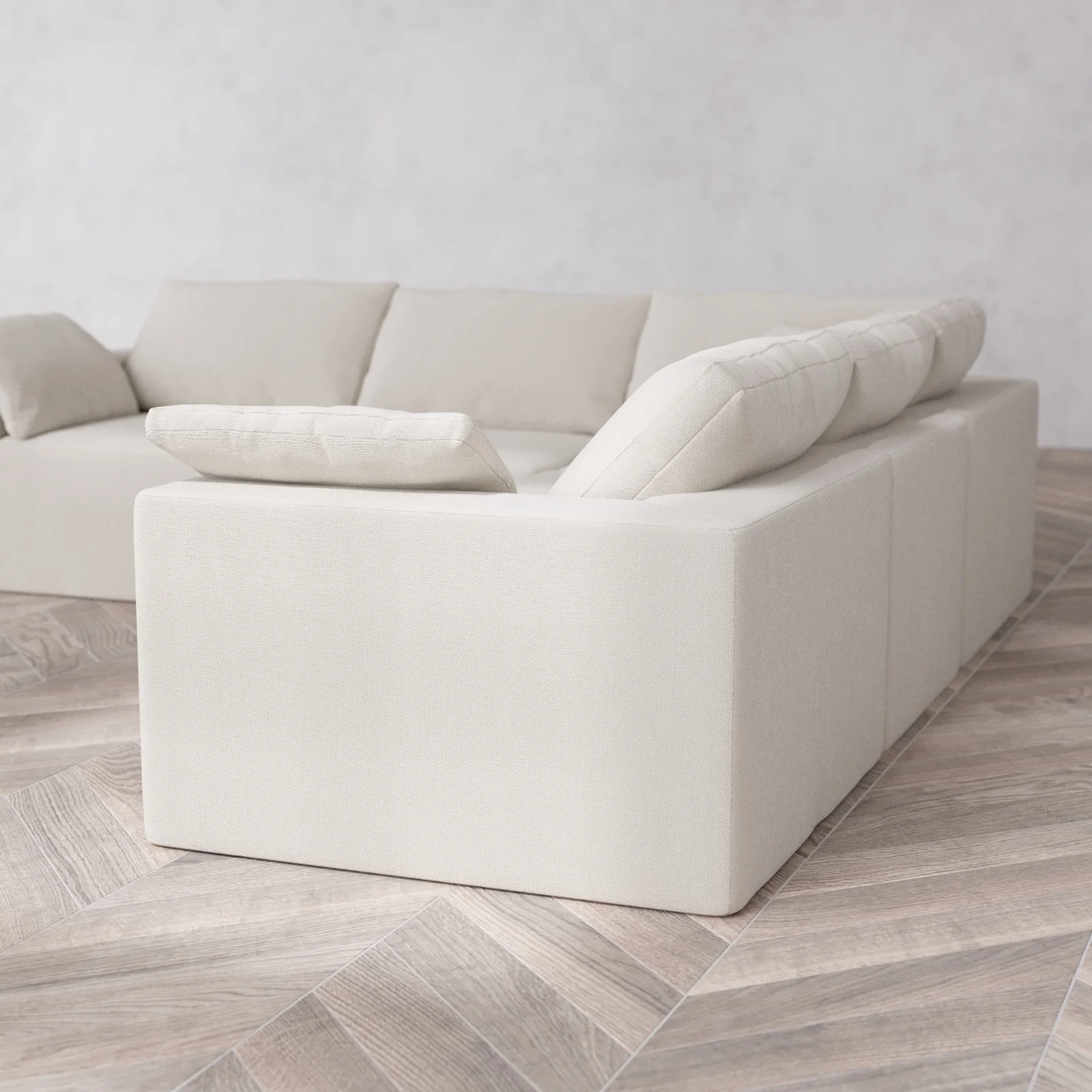 Modular Washable 5-Seater Corner Sectional Cloud Sofa | Lux Weave in Pearl - Image 6