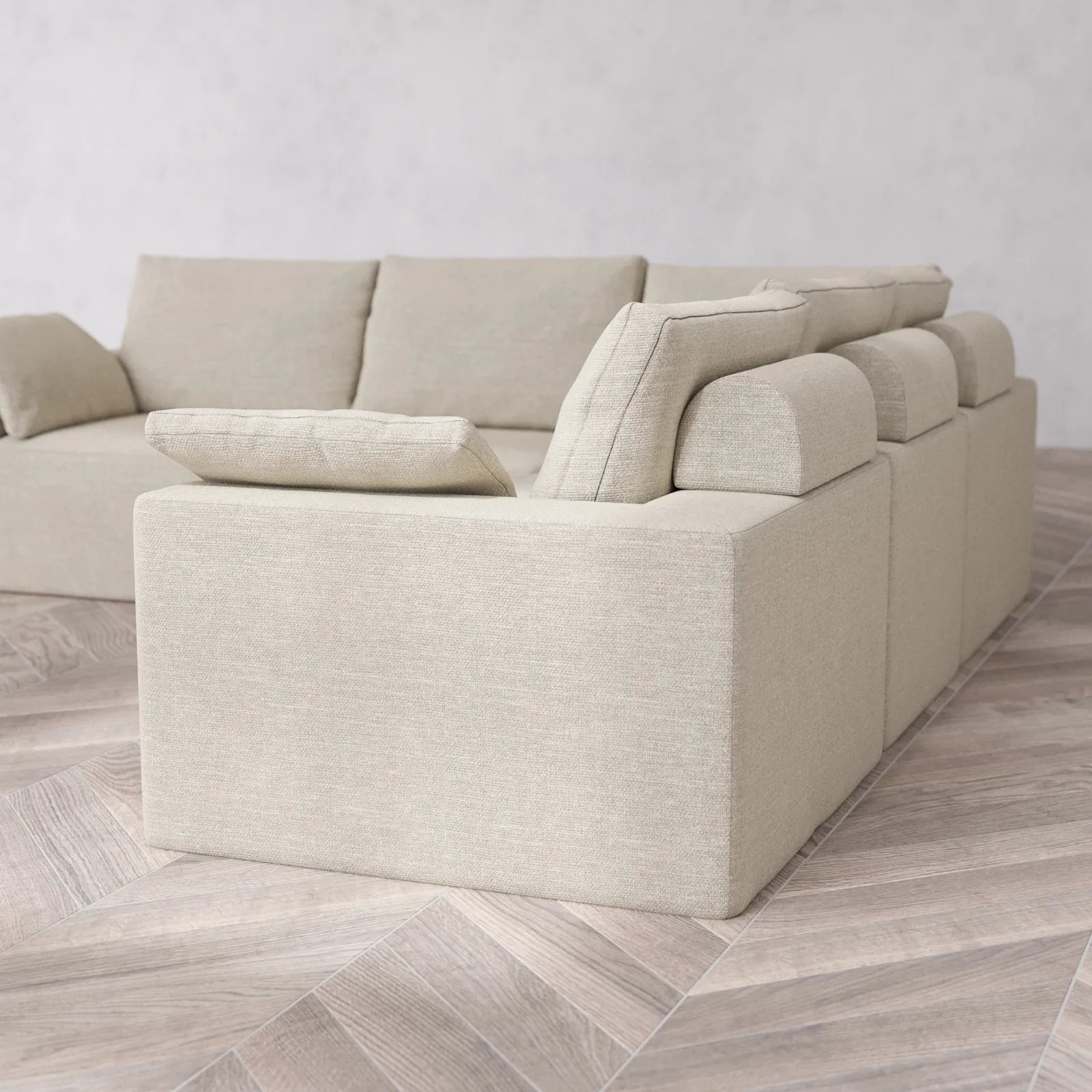 Modular Washable 5-Seater Corner Sectional Cloud + Bolster Sofa | Plush Twill in Sandstone - Image 6