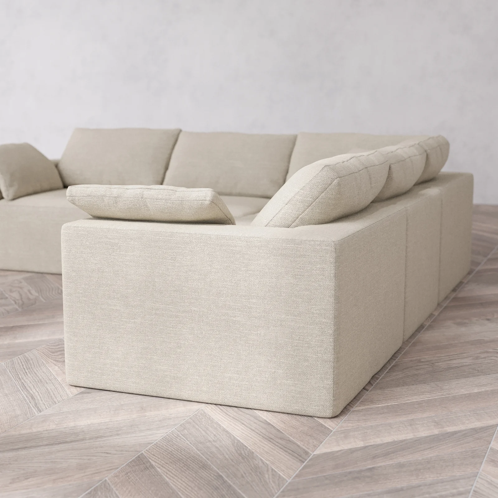 Modular Washable 5-Seater Corner Sectional Cloud Sofa | Plush Twill in Sandstone - Image 6