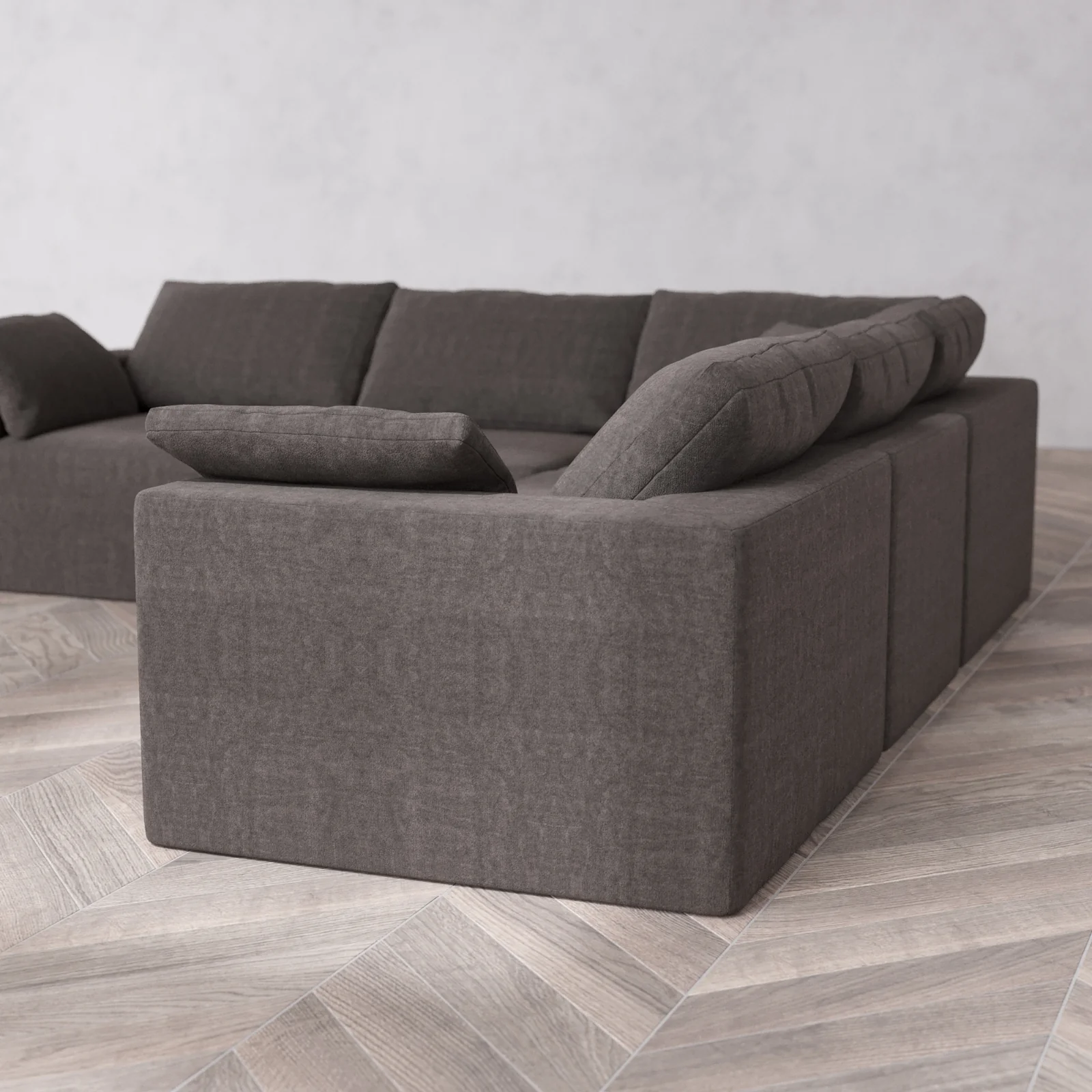 Modular Washable 5-Seater Corner Sectional Cloud Sofa | Heirloom Velvet in Truffle - Image 6
