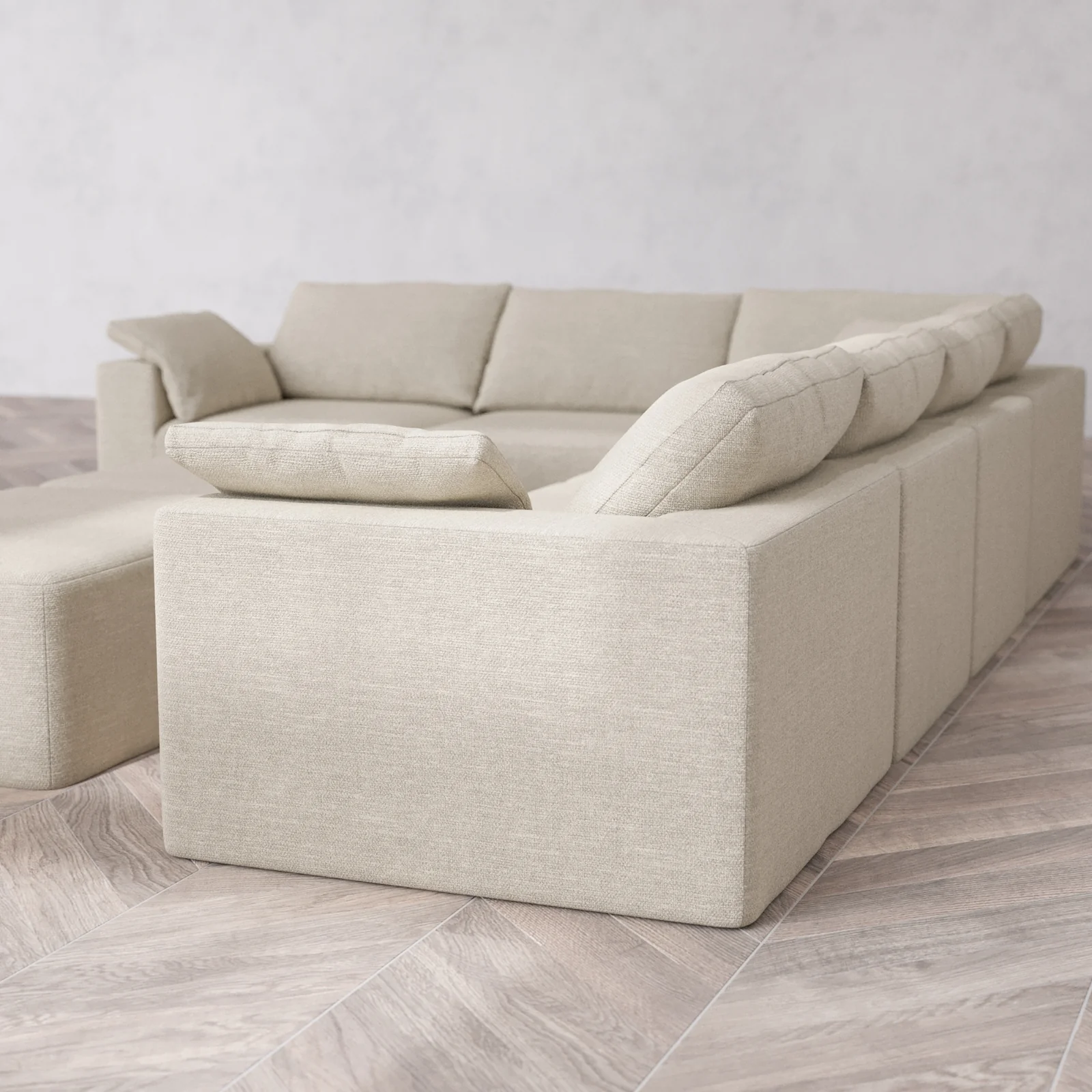 Modular Washable 6-Seater Corner Sectional + Chaise Ottoman Bench Cloud Sofa | Plush Twill in Sandstone - Image 6