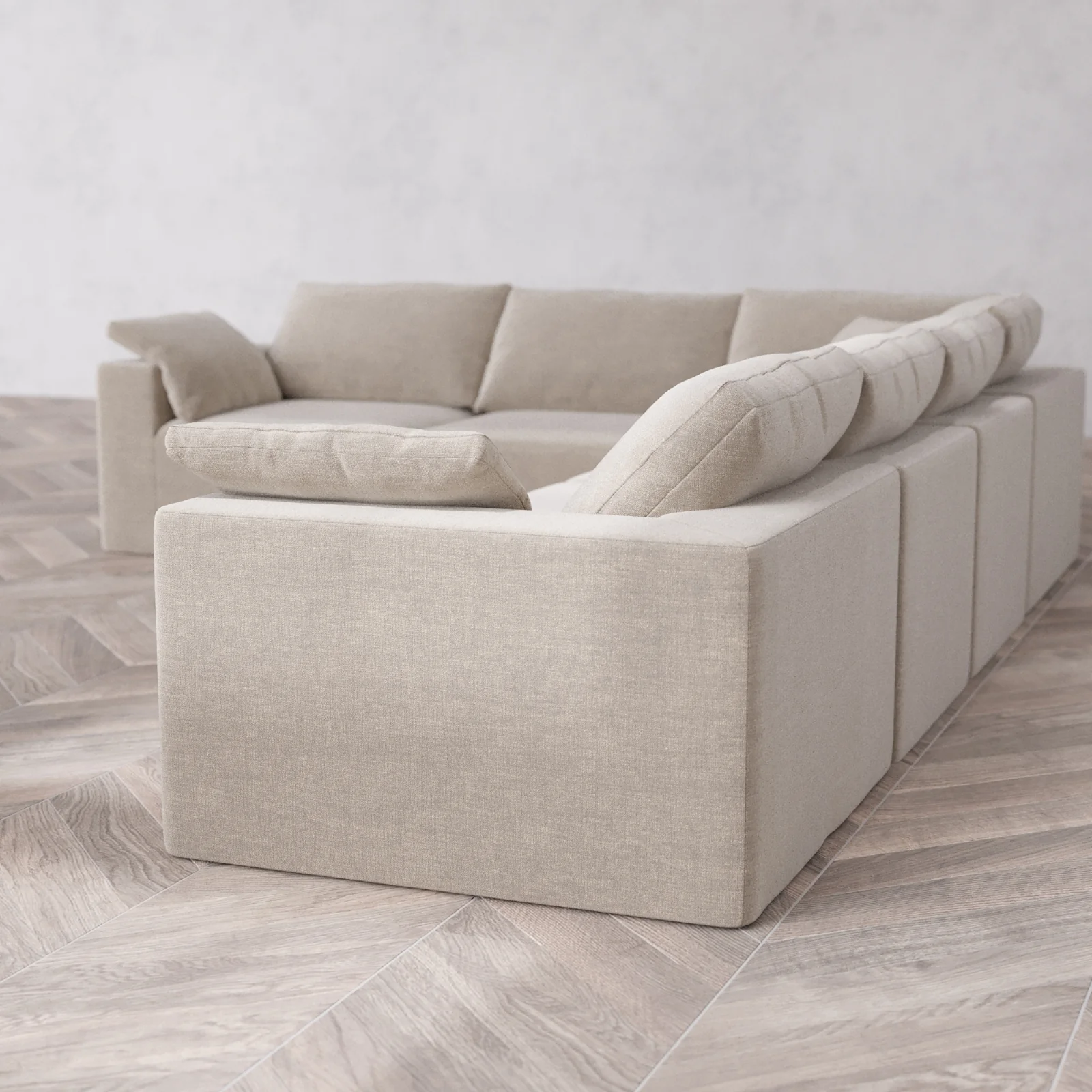Modular Washable 6-Seater Corner Sectional Cloud Sofa | Satin Velvet in Caraway - Image 6