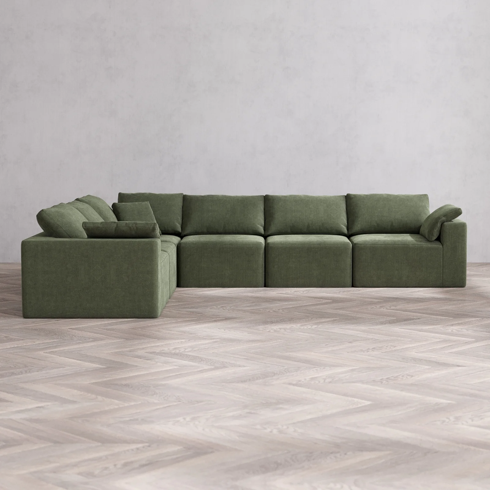 Modular Washable 6-Seater Corner Sectional Cloud Sofa | Luxe Corduroy in Juniper