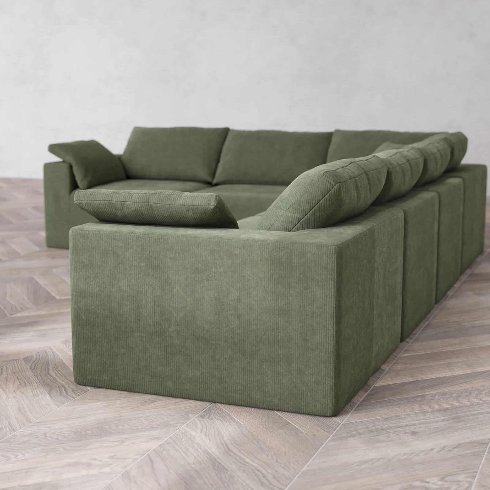 Modular Washable 6-Seater Corner Sectional Cloud Sofa | Luxe Corduroy in Juniper - Image 6
