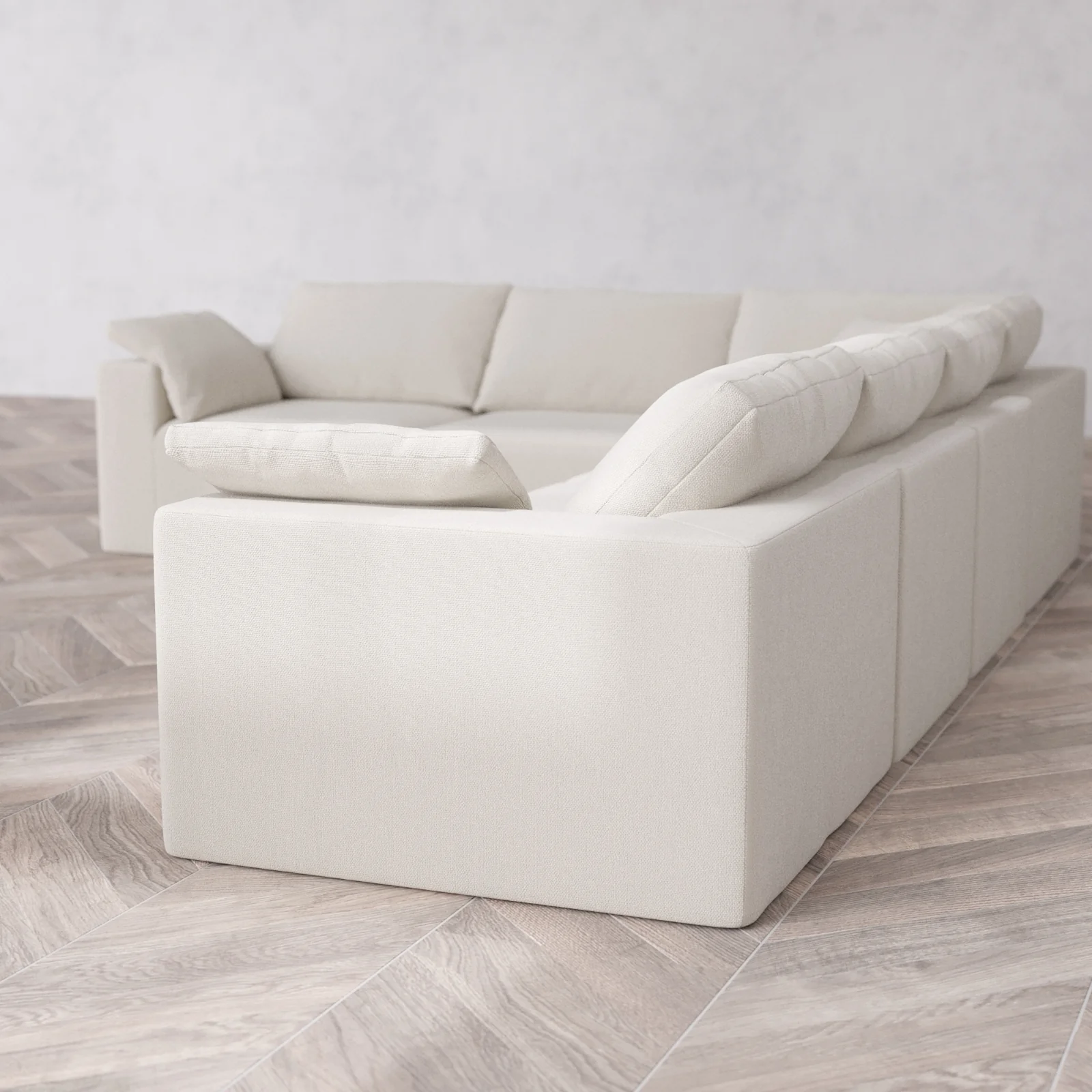 Modular Washable 6-Seater Corner Sectional Cloud Sofa | Lux Weave in Pearl - Image 6