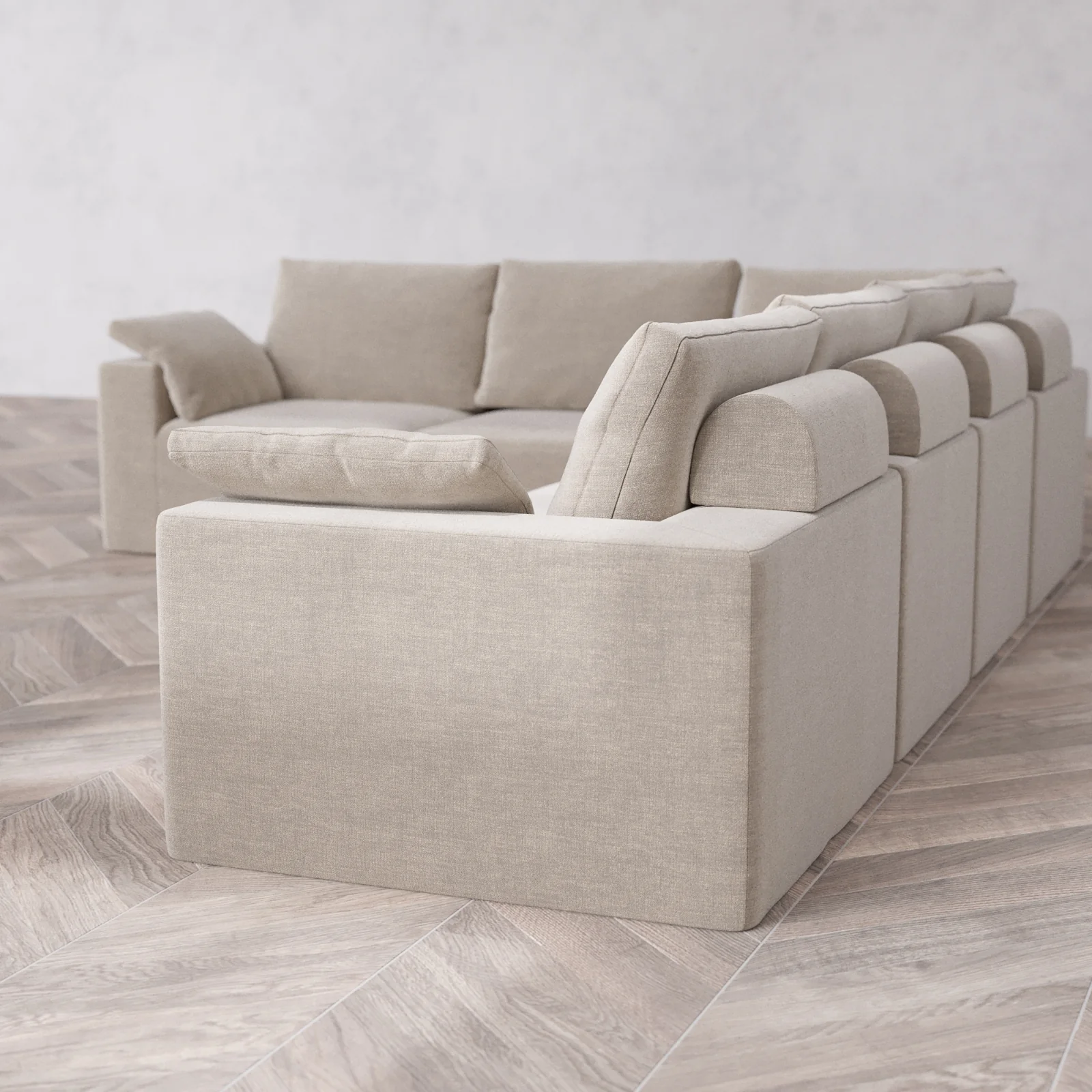 Modular Washable 6-Seater Corner Sectional Cloud + Bolster Sofa | Satin Velvet in Caraway - Image 6