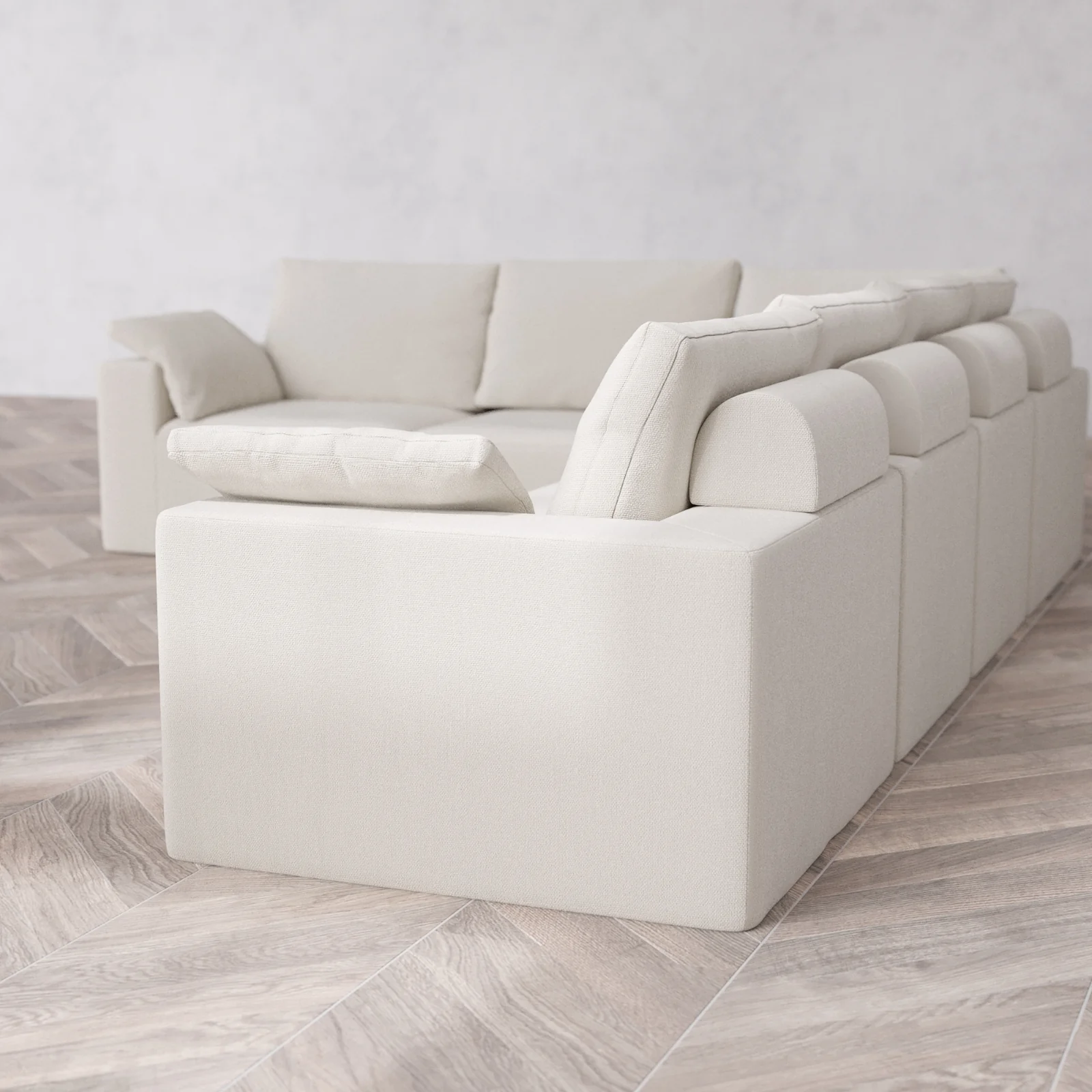 Modular Washable 6-Seater Corner Sectional Cloud + Bolster Sofa | Lux Weave in Pearl - Image 6