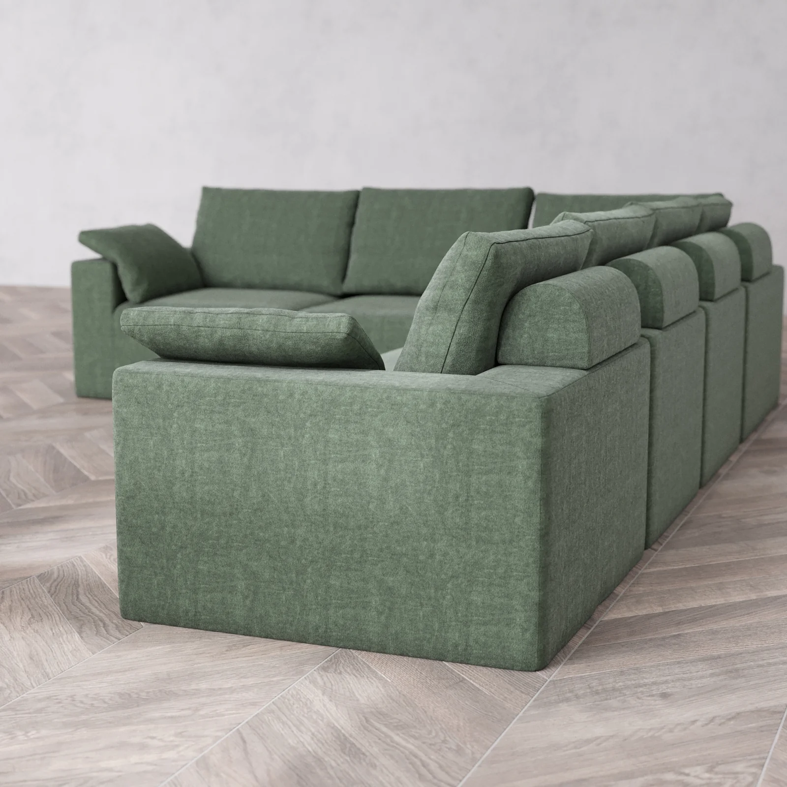 Modular Washable 6-Seater Corner Sectional Cloud + Bolster Sofa | Heirloom Velvet in Sage - Image 6