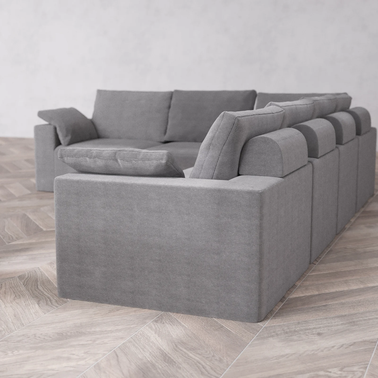 Modular Washable 6-Seater Corner Sectional Cloud + Bolster Sofa | Lux Weave in Slate - Image 6