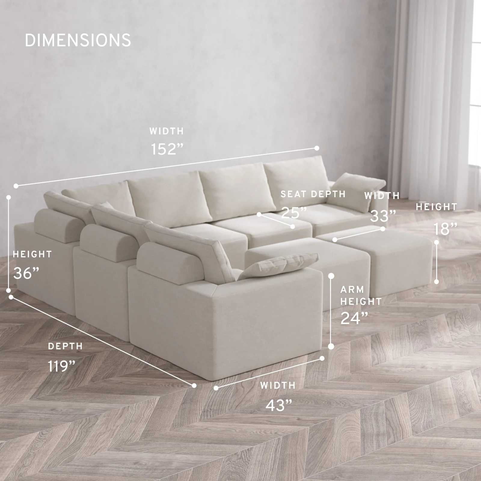 Modular Washable 6-Seater Corner Sectional + Ottoman Bench Cloud + Bolster Sofa | Satin Velvet in Cashew - Image 5