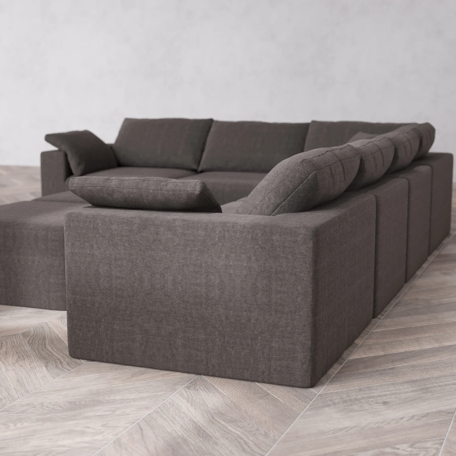 Modular Washable 6-Seater Corner Sectional + Ottoman Bench Cloud Sofa | Heirloom Velvet in Truffle - Image 6