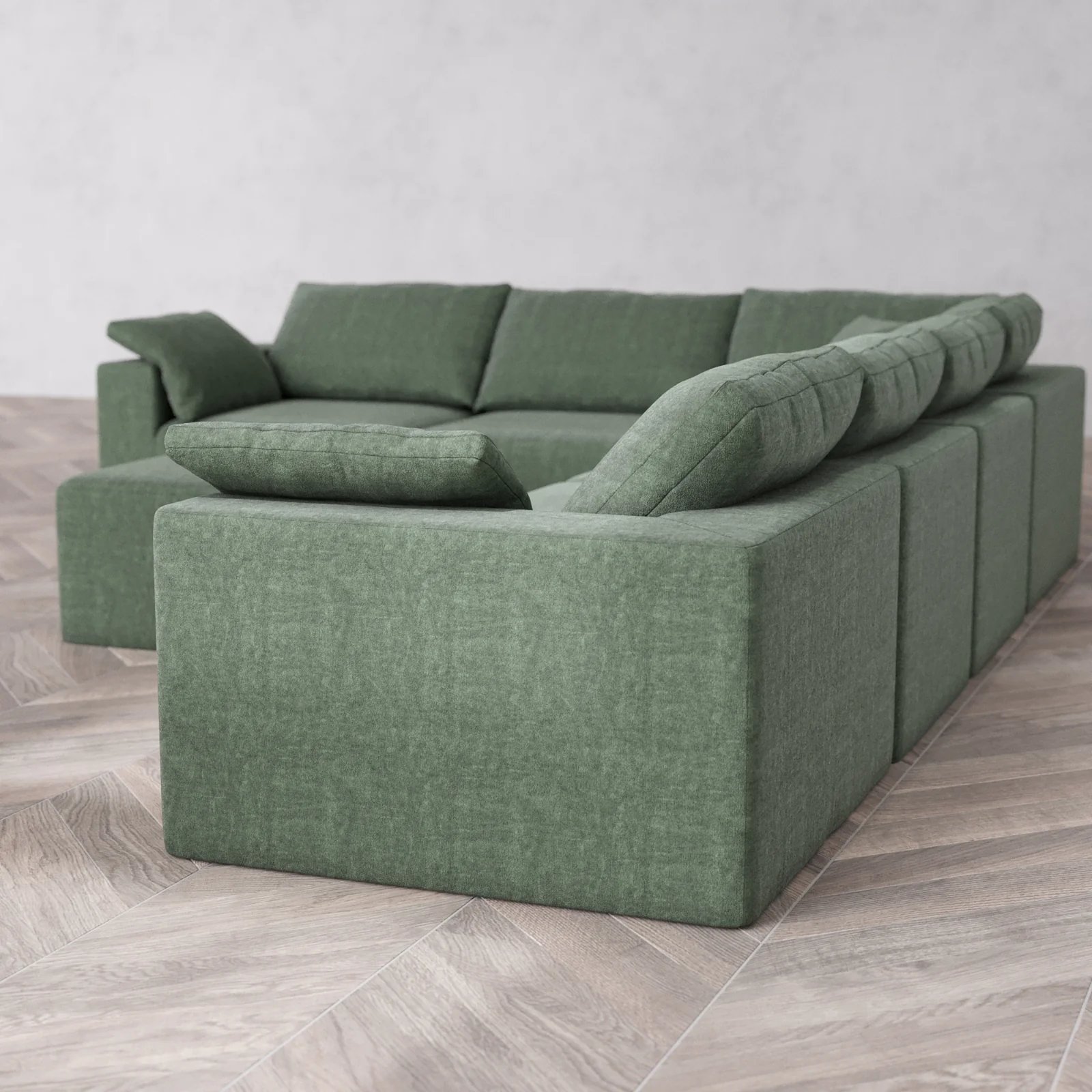 Modular Washable 6-Seater Corner Sectional + Ottoman Cloud Sofa | Heirloom Velvet in Sage - Image 6