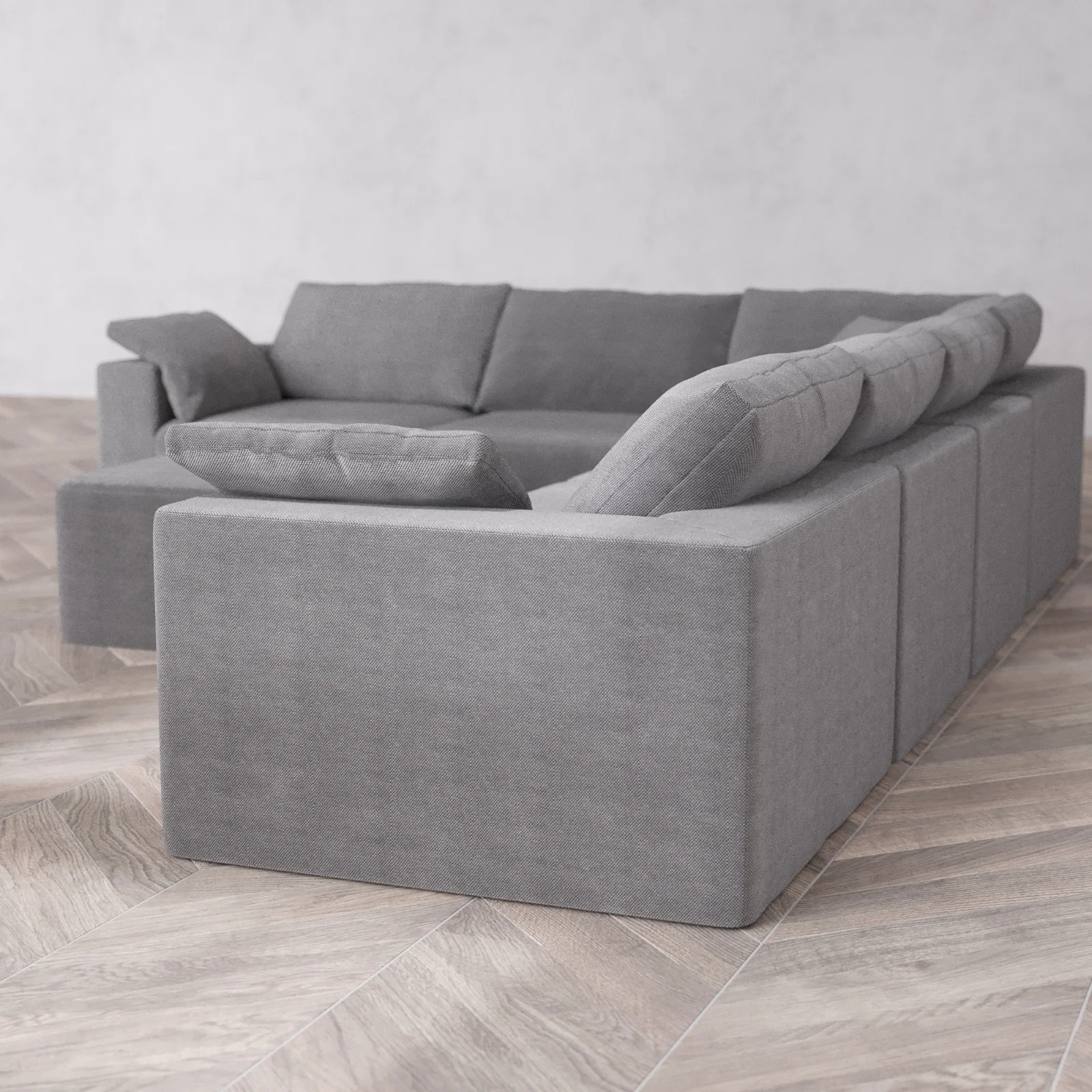 Modular Washable 6-Seater Corner Sectional + Ottoman Cloud Sofa | Lux Weave in Slate - Image 6