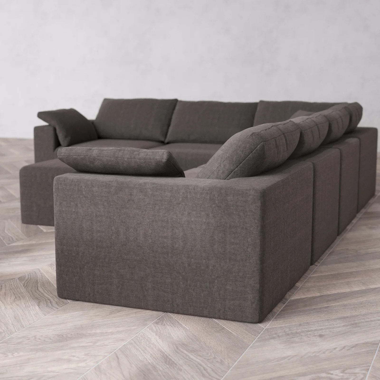 Modular Washable 6-Seater Corner Sectional + Ottoman Cloud Sofa | Heirloom Velvet in Truffle - Image 6