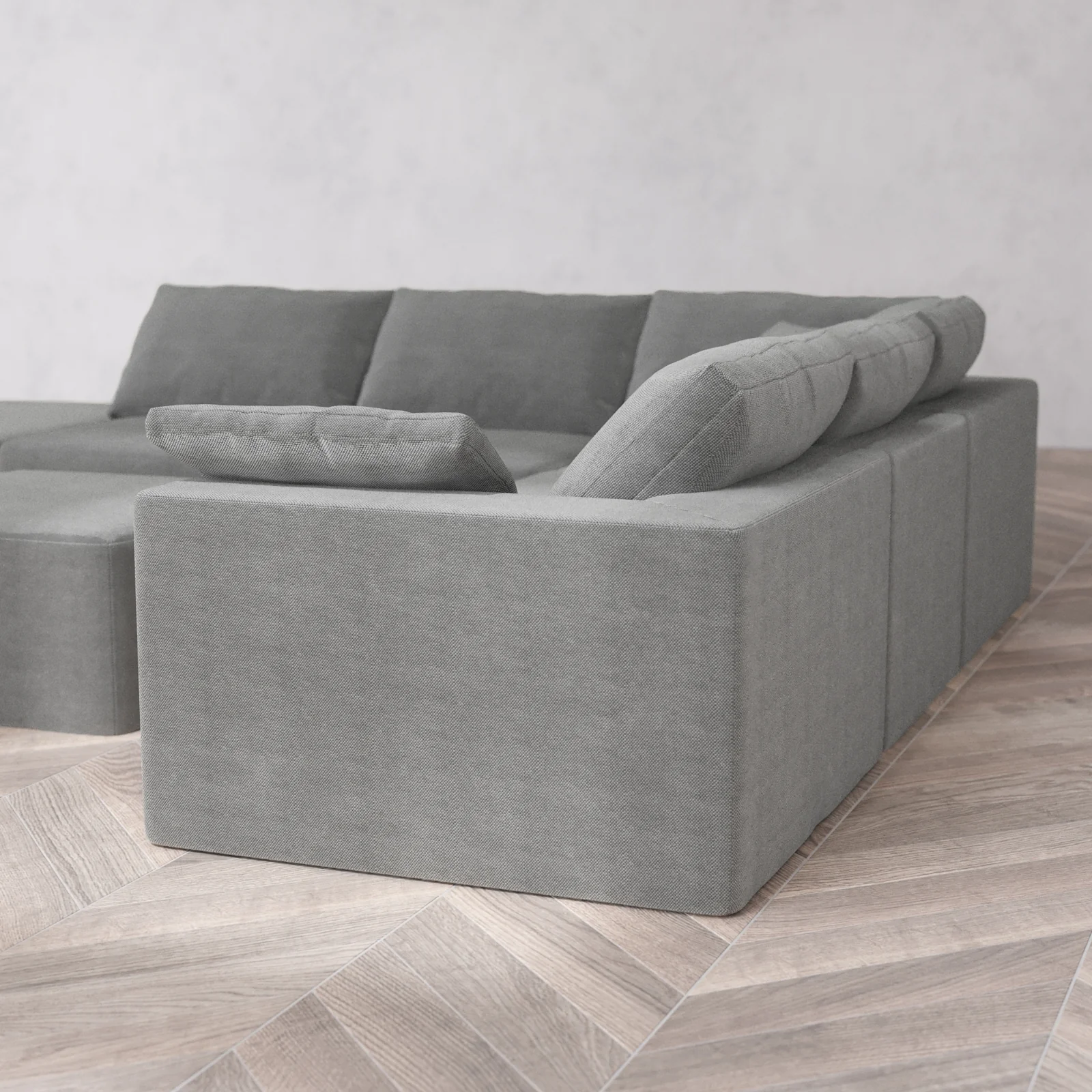 Modular Washable 6-Seater Open End Corner Sectional Cloud Sofa | Left-Facing Arm | Lux Weave in Slate - Image 6