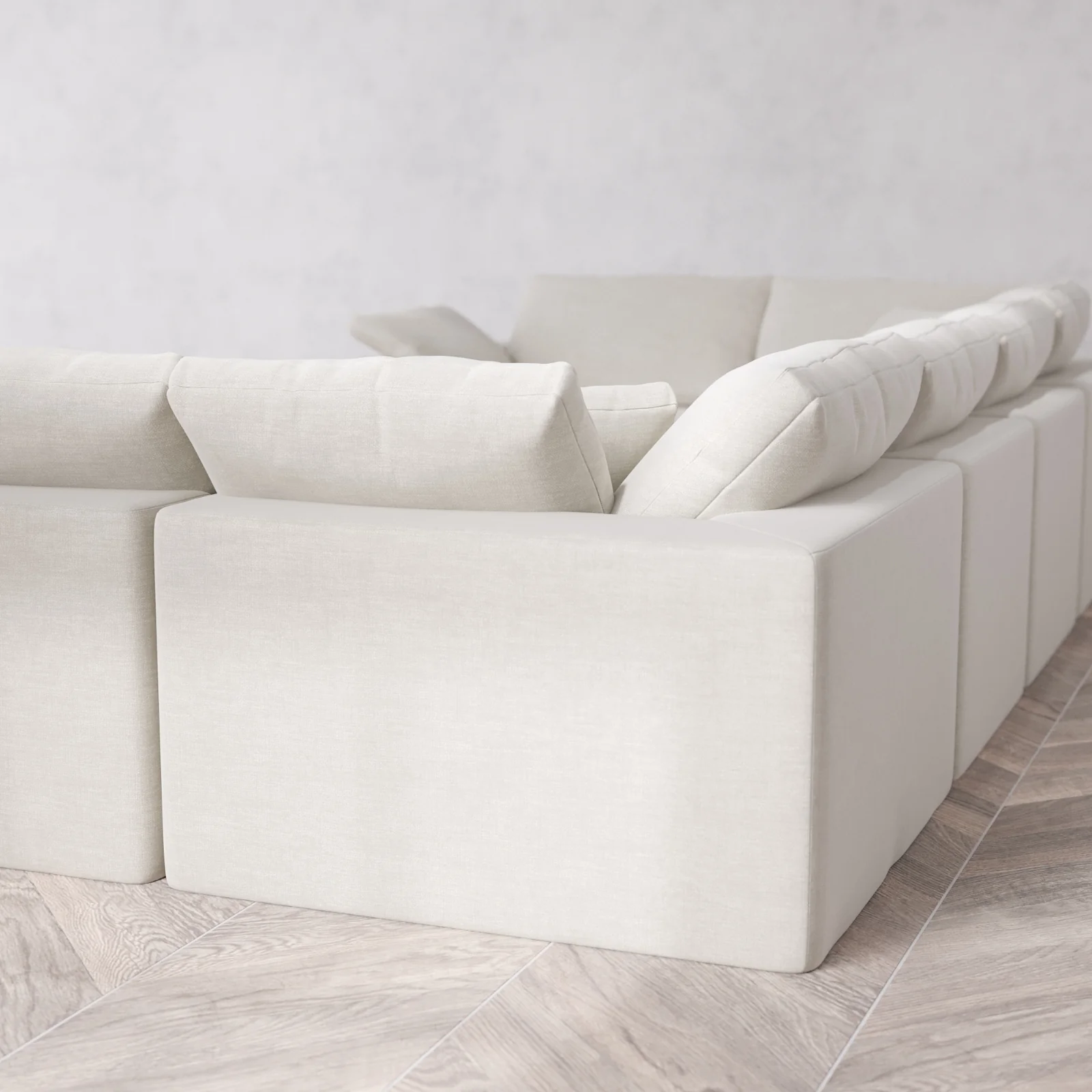 Modular Washable 6-Seater U Sectional Cloud Sofa | Satin Velvet in Cashew - Image 6