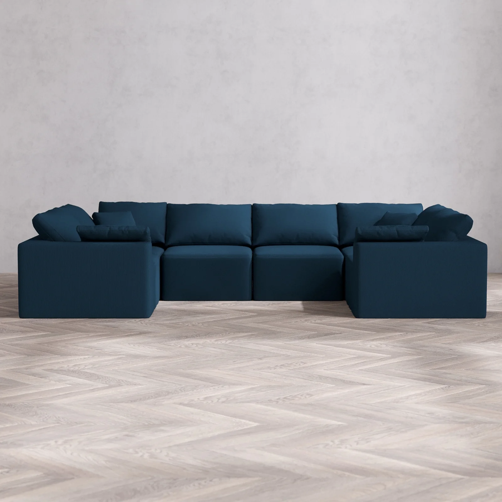 Modular Washable 6-Seater U Sectional Cloud Sofa | Arden Weave in Lazuli