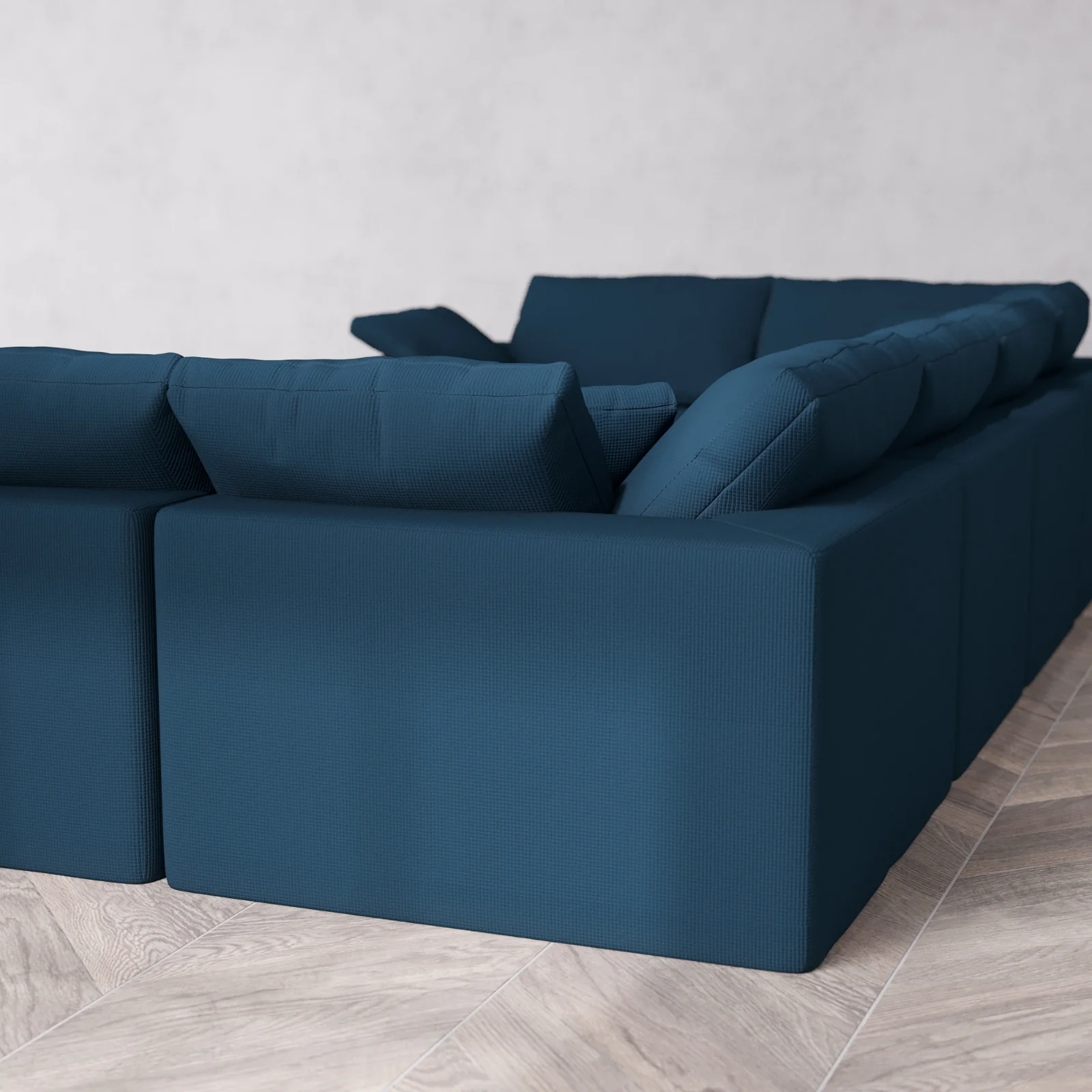Modular Washable 6-Seater U Sectional Cloud Sofa | Arden Weave in Lazuli - Image 6