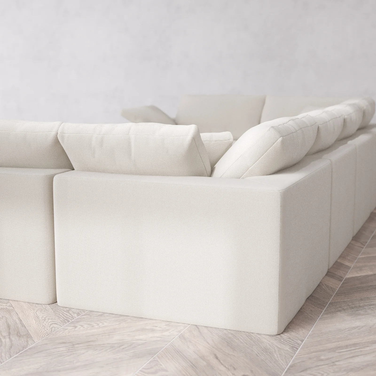 Modular Washable 6-Seater U Sectional Cloud Sofa | Lux Weave in Pearl - Image 6