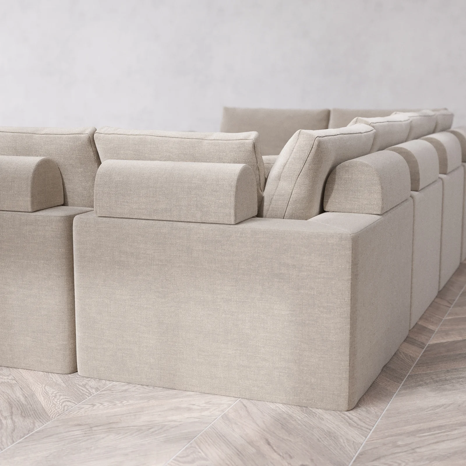 Modular Washable 6-Seater U Sectional Cloud + Bolster Sofa | Satin Velvet in Caraway - Image 6