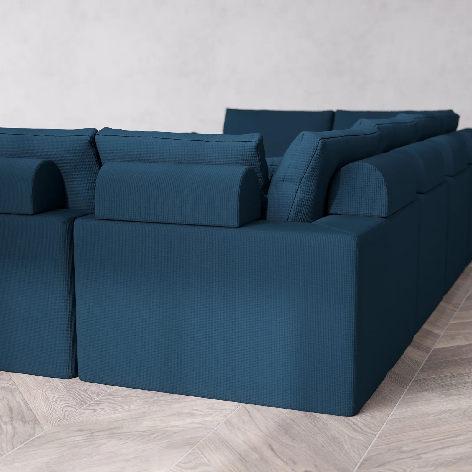 Modular Washable 6-Seater U Sectional Cloud + Bolster Sofa | Arden Weave in Lazuli - Image 6