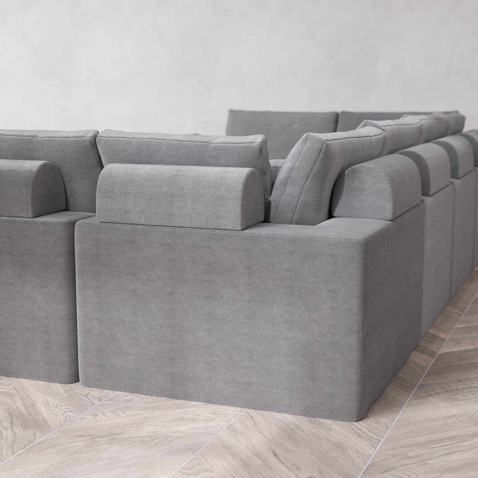 Modular Washable 6-Seater U Sectional Cloud + Bolster Sofa | Lux Weave in Slate - Image 6