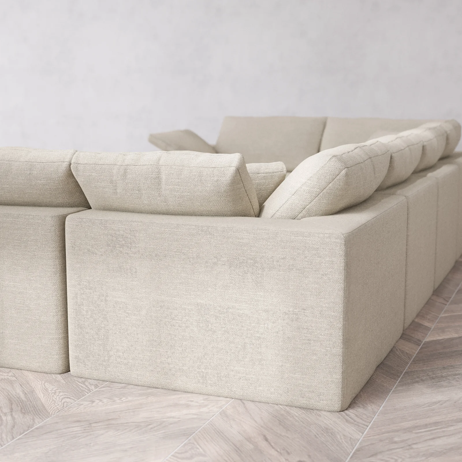 Modular Washable 6-Seater U Sectional Cloud Sofa | Plush Twill in Sandstone - Image 6