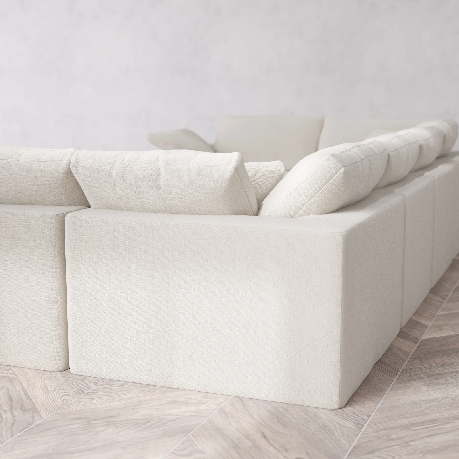 Modular Washable 6-Seater U Sectional + Ottoman Cloud Sofa | Lux Weave in Pearl - Image 6