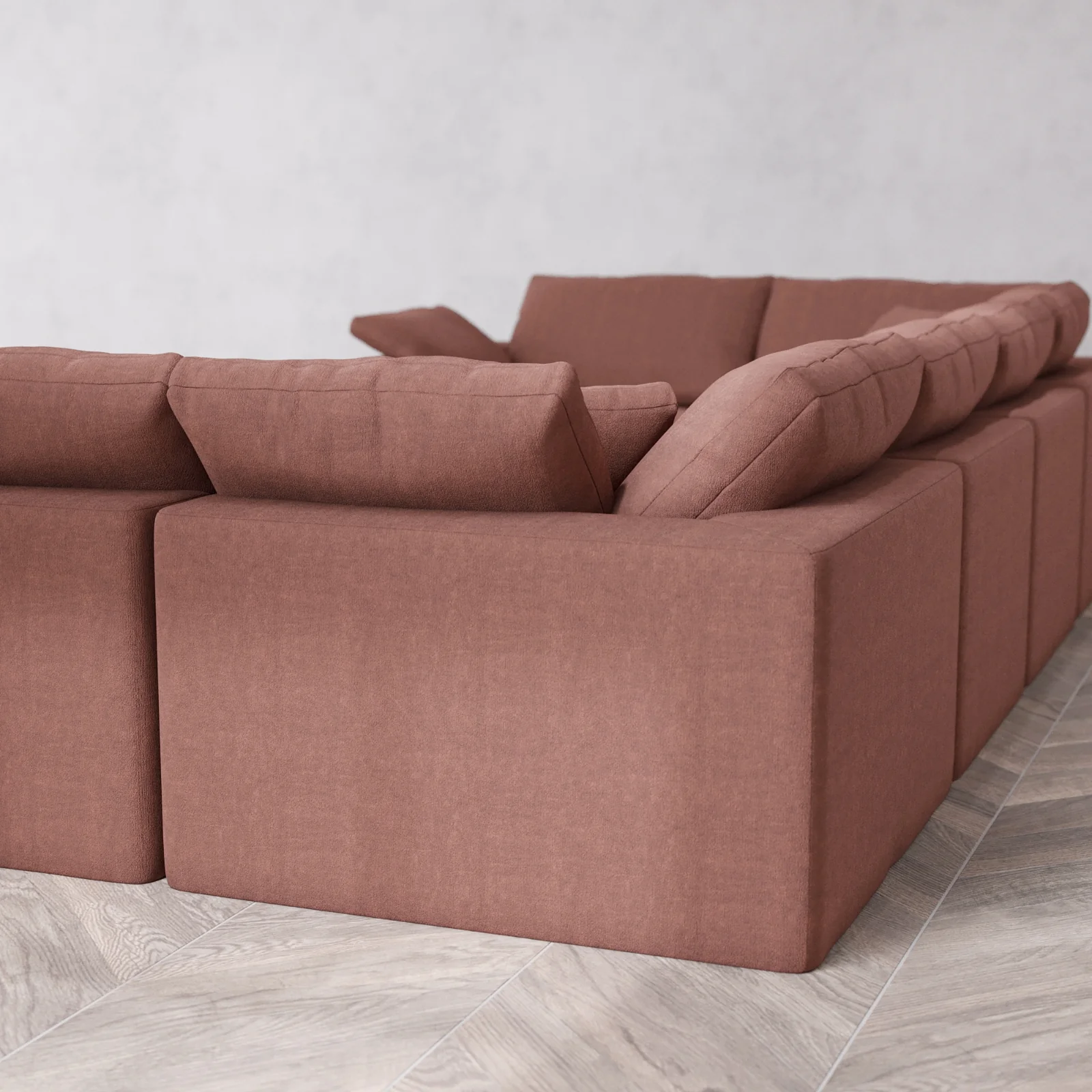 Modular Washable 6-Seater U Sectional + Ottoman Cloud Sofa | Heirloom Velvet in Sumac - Image 6