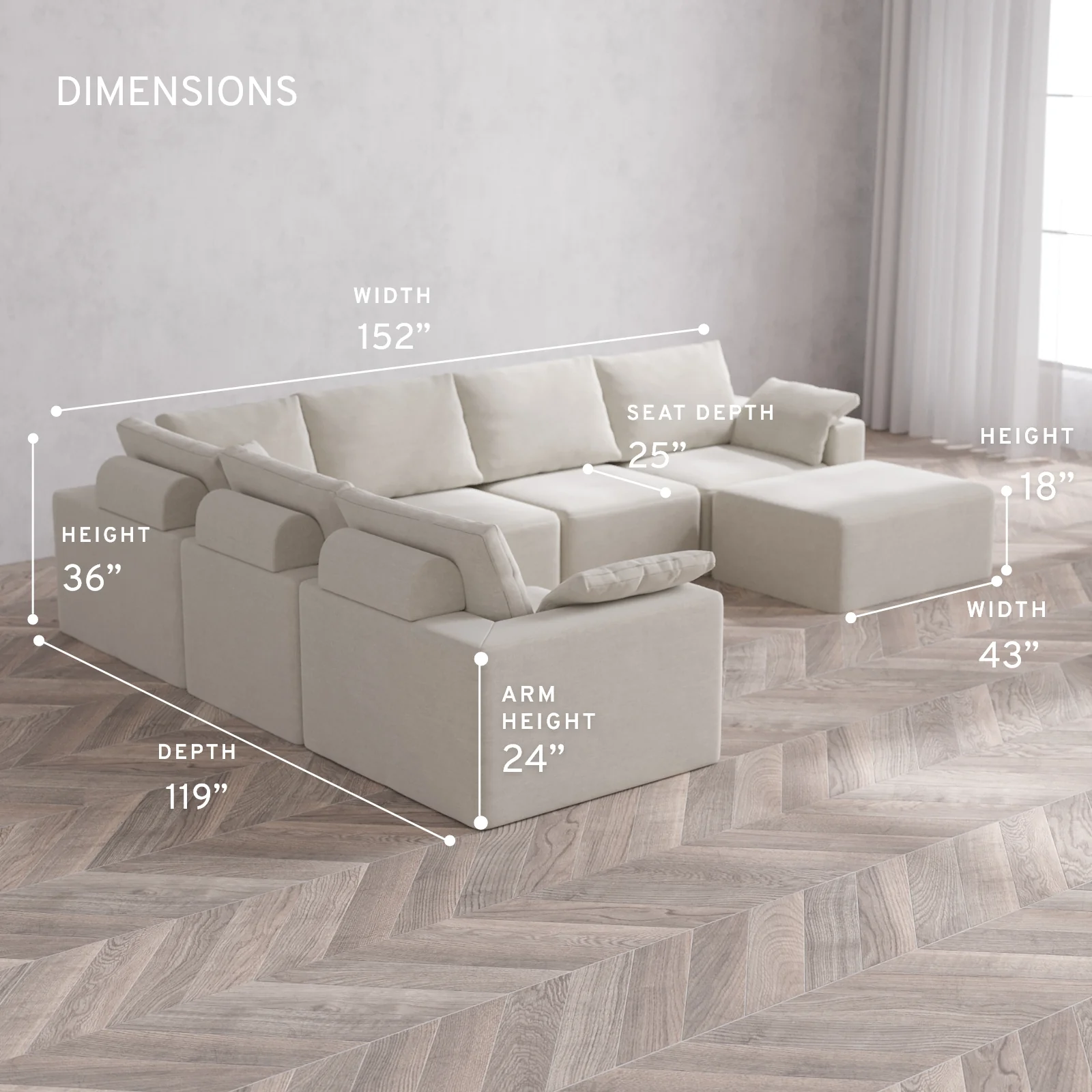 Modular Washable 7-Seater Corner Chaise Sectional Cloud + Bolster Sofa | Satin Velvet in Cashew - Image 5