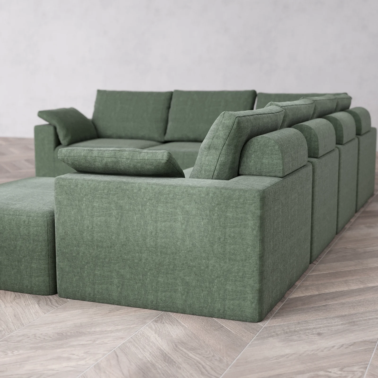 Modular Washable 7-Seater Corner Chaise Sectional Cloud + Bolster Sofa | Heirloom Velvet in Sage - Image 6