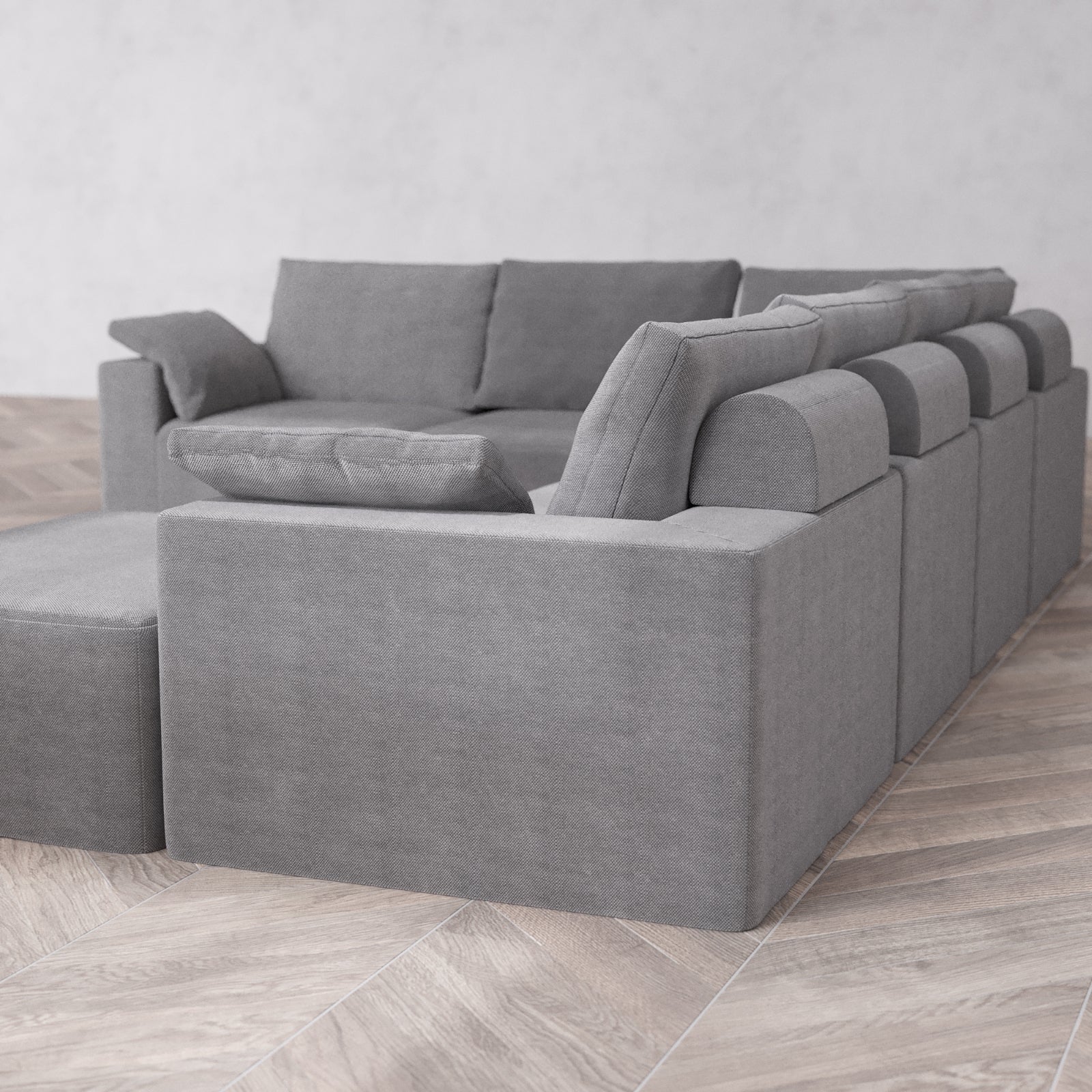 Modular Washable 7-Seater Corner Chaise Sectional Cloud + Bolster Sofa | Lux Weave in Slate - Image 6