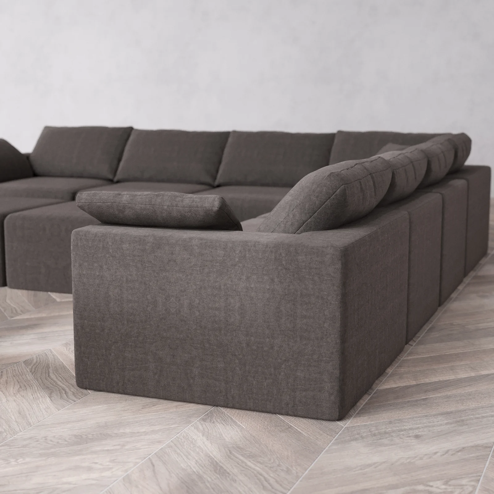 Modular Washable 7-Seater Corner Sectional + Chaise Ottoman Bench Cloud Sofa | Heirloom Velvet in Truffle - Image 6
