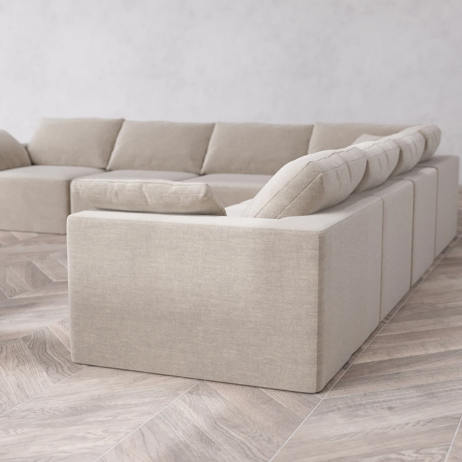 Modular Washable 7-Seater Corner Sectional Cloud Sofa | Satin Velvet in Caraway - Image 6