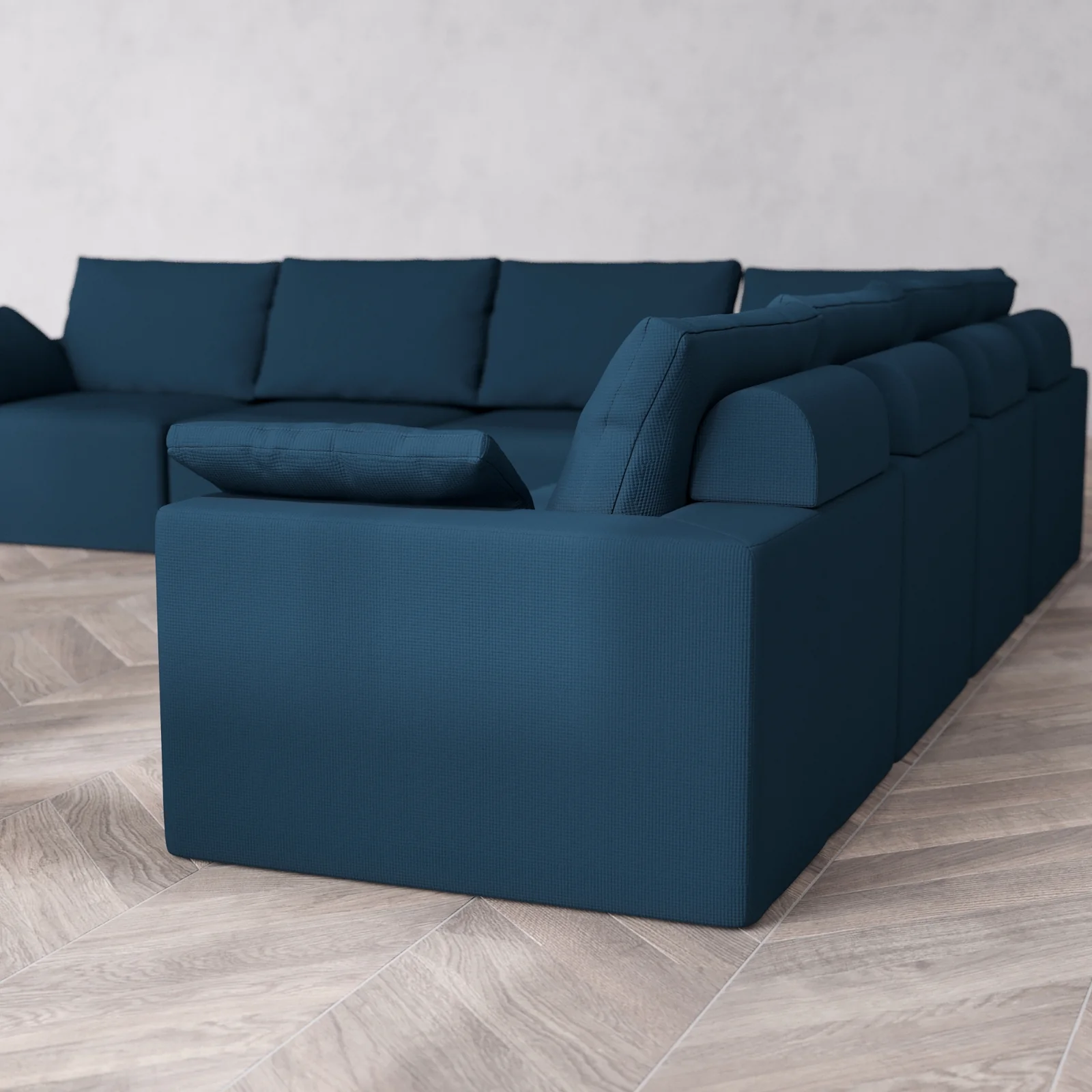 Modular Washable 7-Seater Corner Sectional Cloud + Bolster Sofa | Arden Weave in Lazuli - Image 6