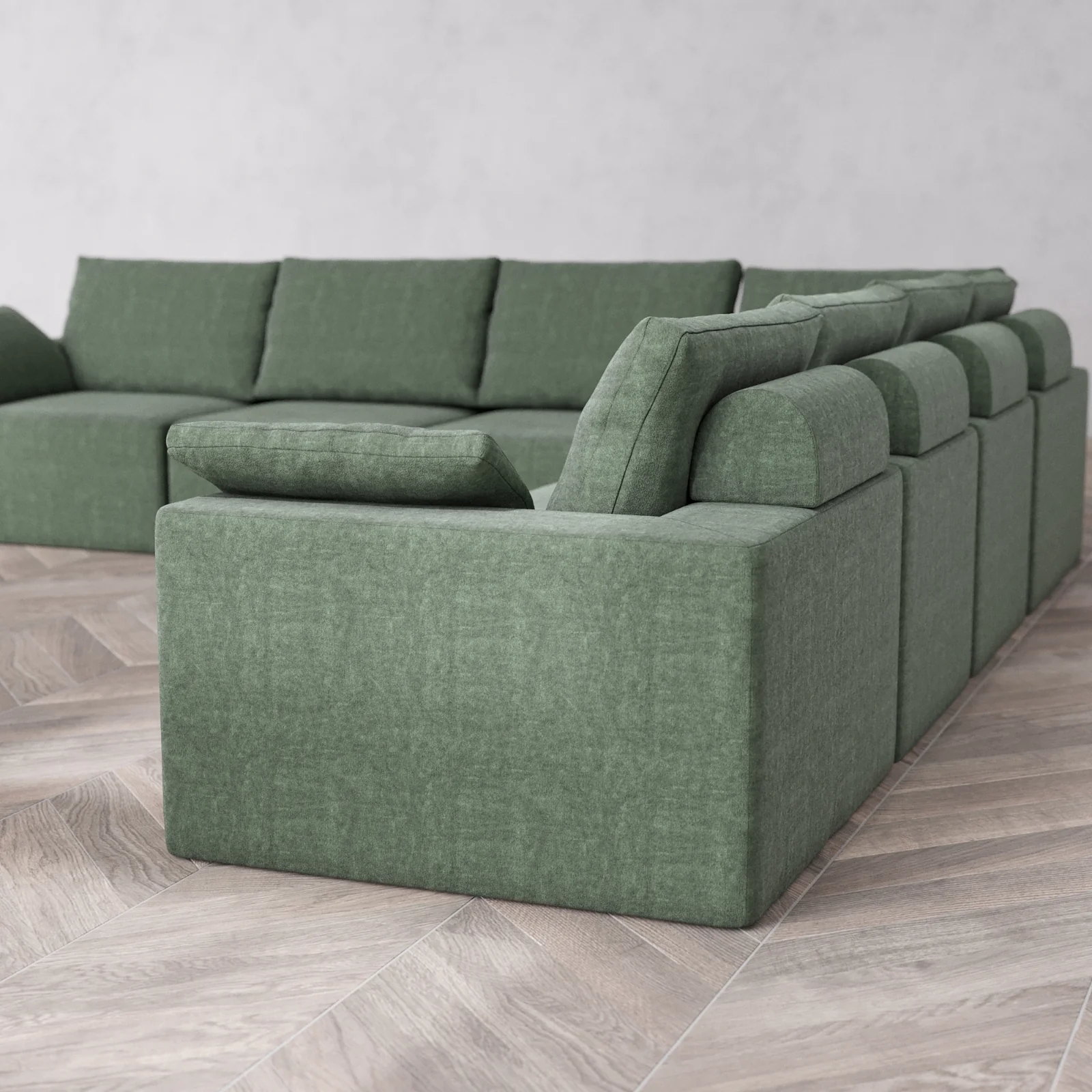 Modular Washable 7-Seater Corner Sectional Cloud + Bolster Sofa | Heirloom Velvet in Sage - Image 6