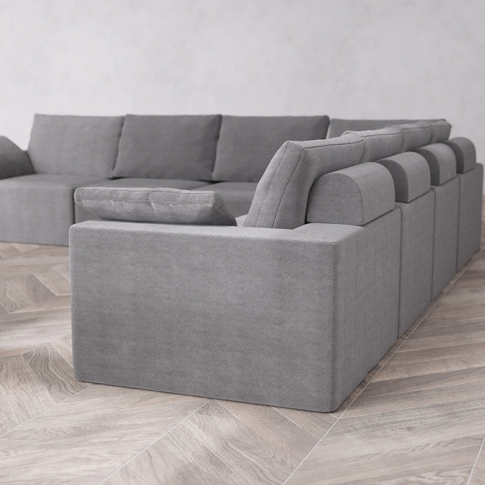 Modular Washable 7-Seater Corner Sectional Cloud + Bolster Sofa | Lux Weave in Slate - Image 6