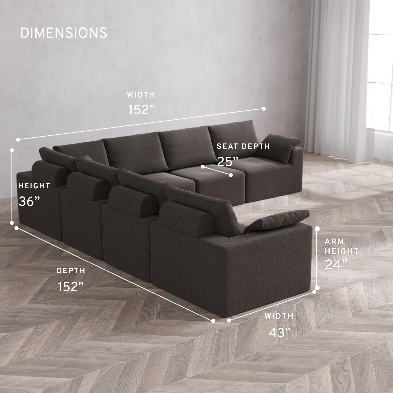 Modular Washable 7-Seater Corner Sectional Cloud + Bolster Sofa | Heirloom Velvet in Truffle - Image 5