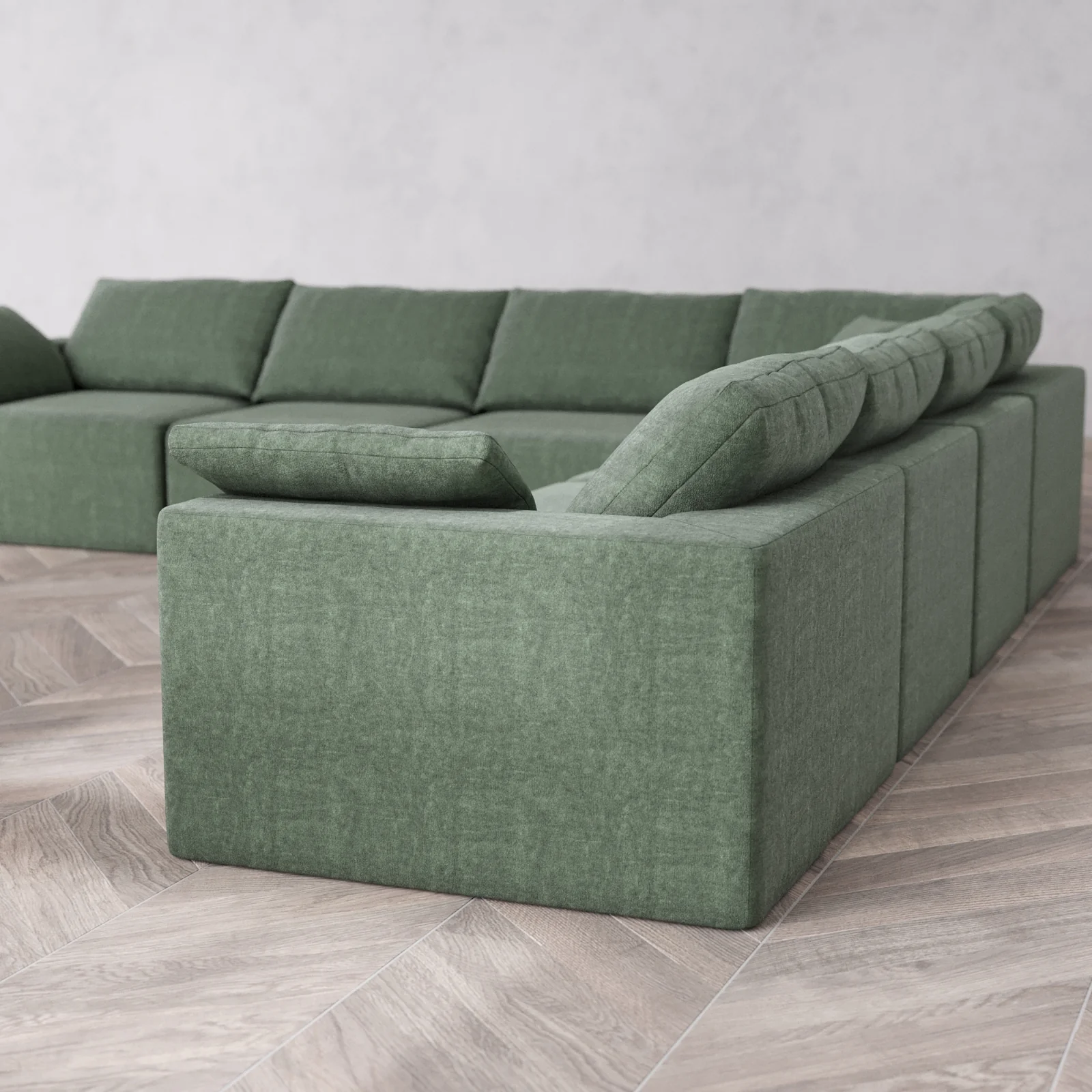 Modular Washable 7-Seater Corner Sectional Cloud Sofa | Heirloom Velvet in Sage - Image 6