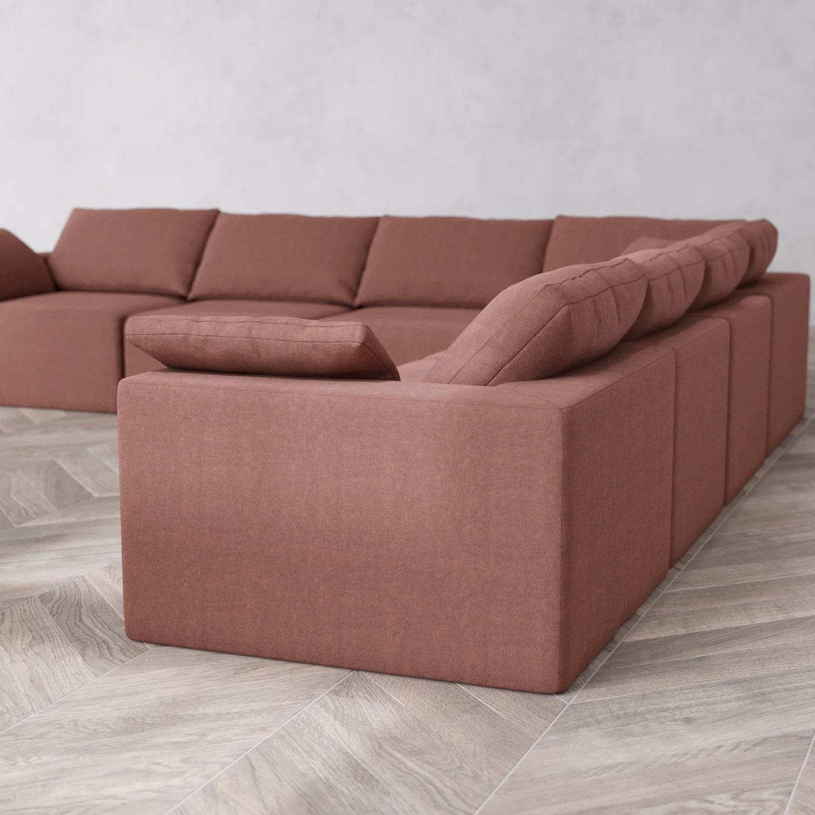 Modular Washable 7-Seater Corner Sectional Cloud Sofa | Heirloom Velvet in Sumac - Image 6