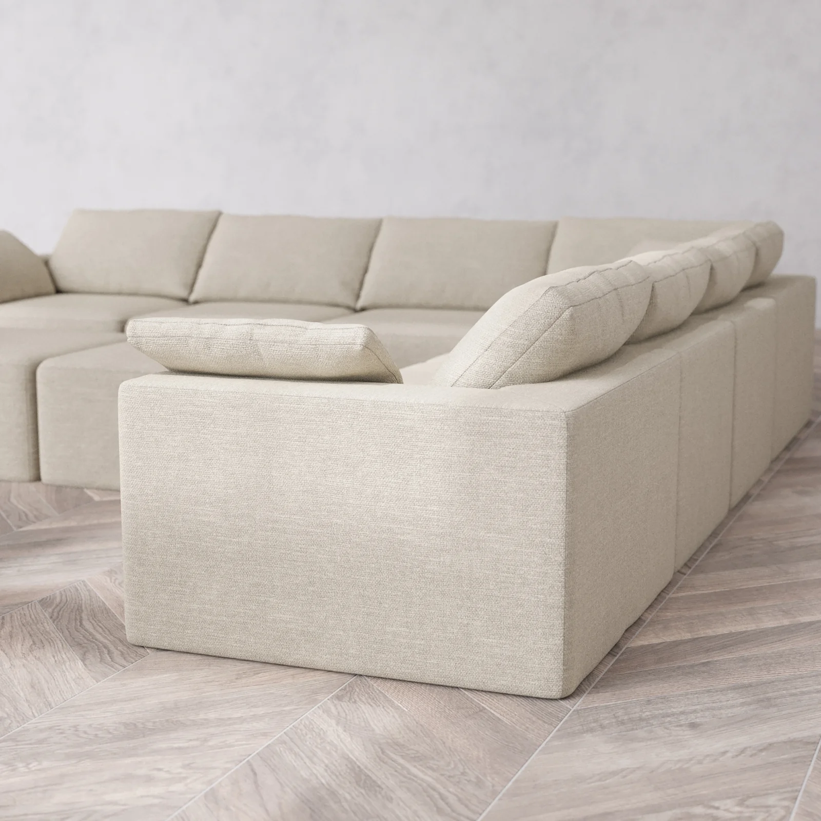 Modular Washable 7-Seater Corner Sectional + Ottoman Bench Cloud Sofa | Plush Twill in Sandstone - Image 6